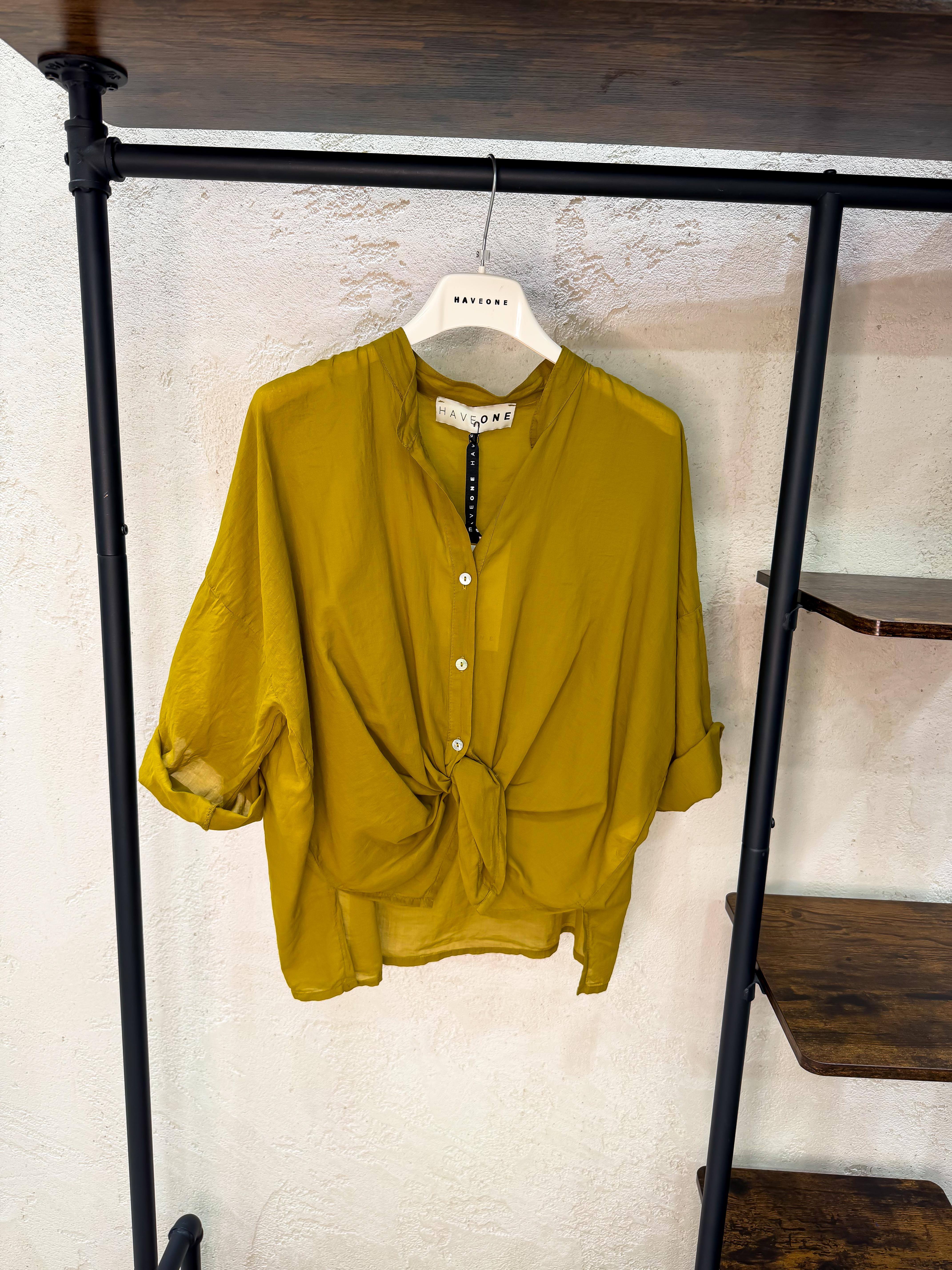 camicia in mussola con collo alla coreana CFL-Q387 OLIO HAVEONE