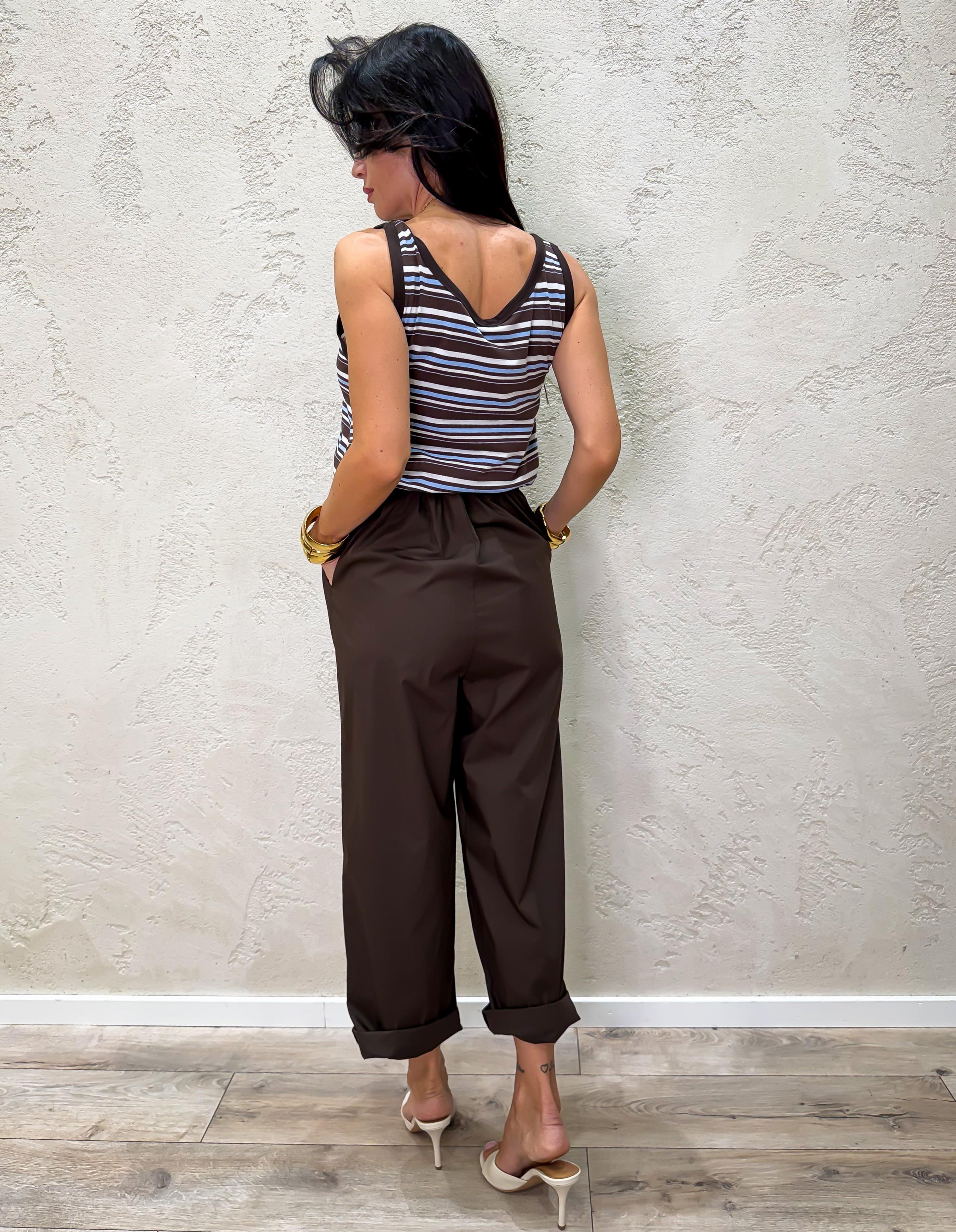 jumpsuit "miu" doppio tessuto a righe 26H5308 MORO TENSIONE IN