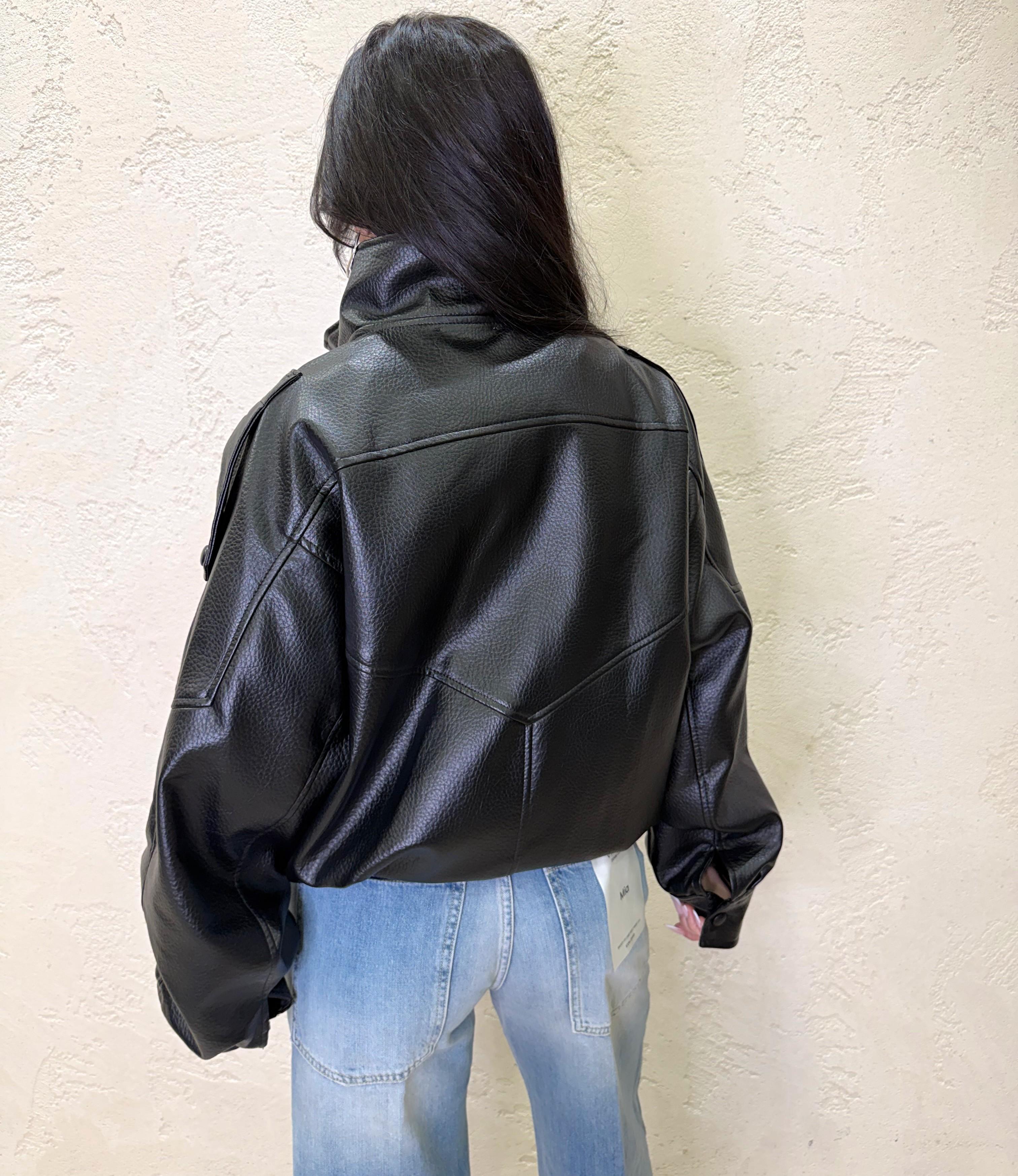 bomber biker in ecopelle effetto martellato TAB1307 NERO VICOLO