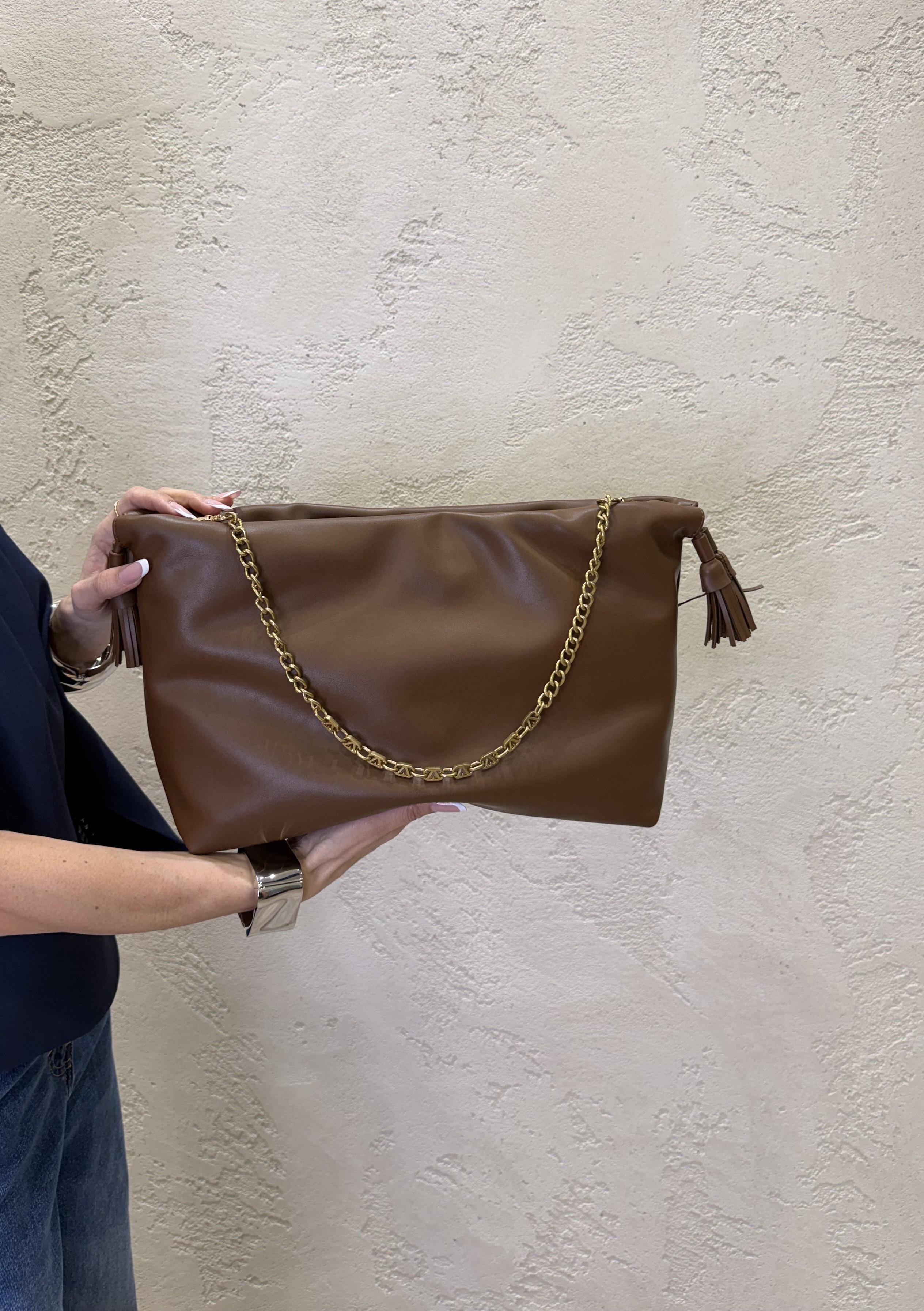 borsa tassel grande in ecopelle XAB0034 FONDENTE VICOLO