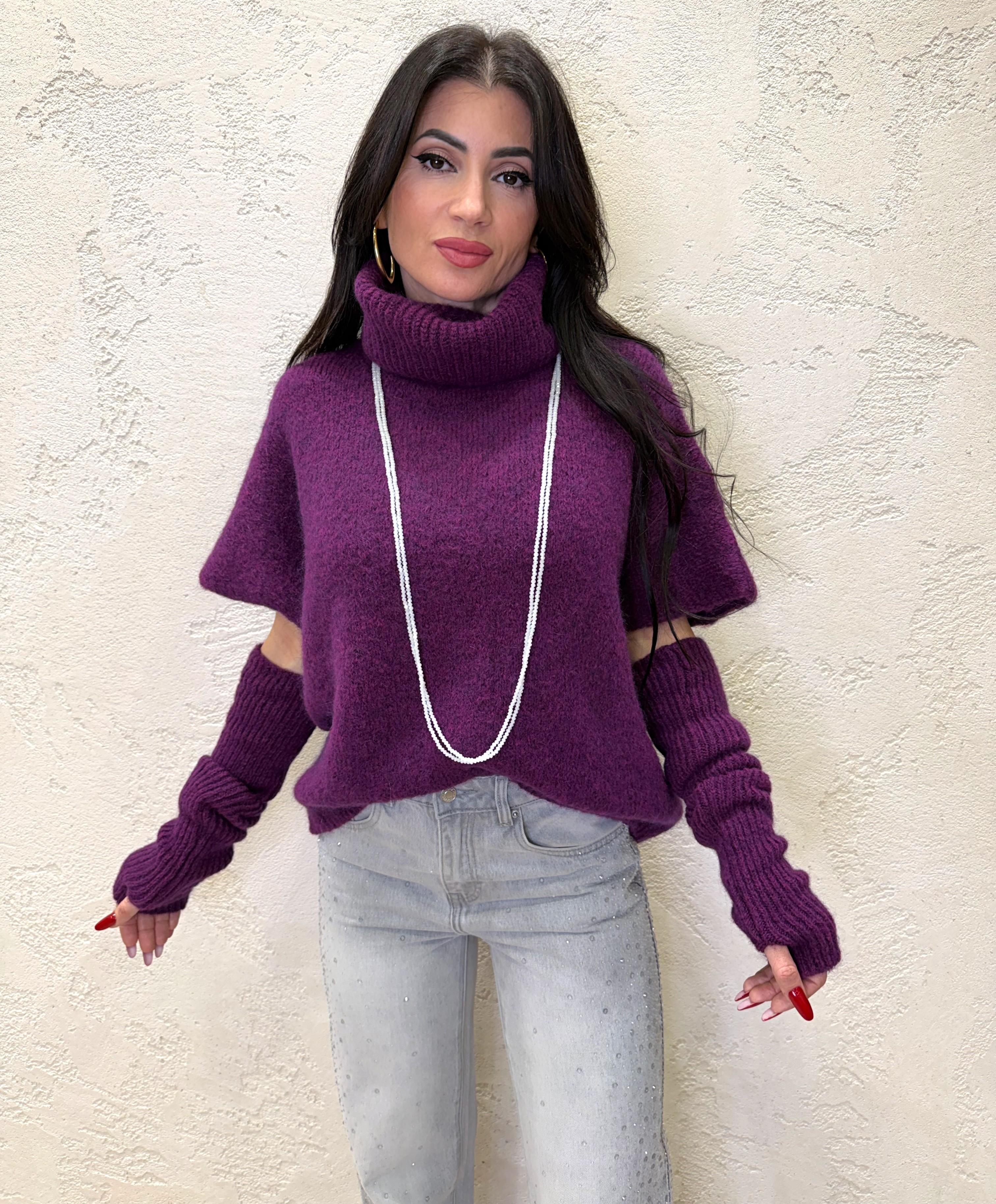 pull ampio in misto lana e mohair con manicotti 25A1250 VIOLA MOTEL