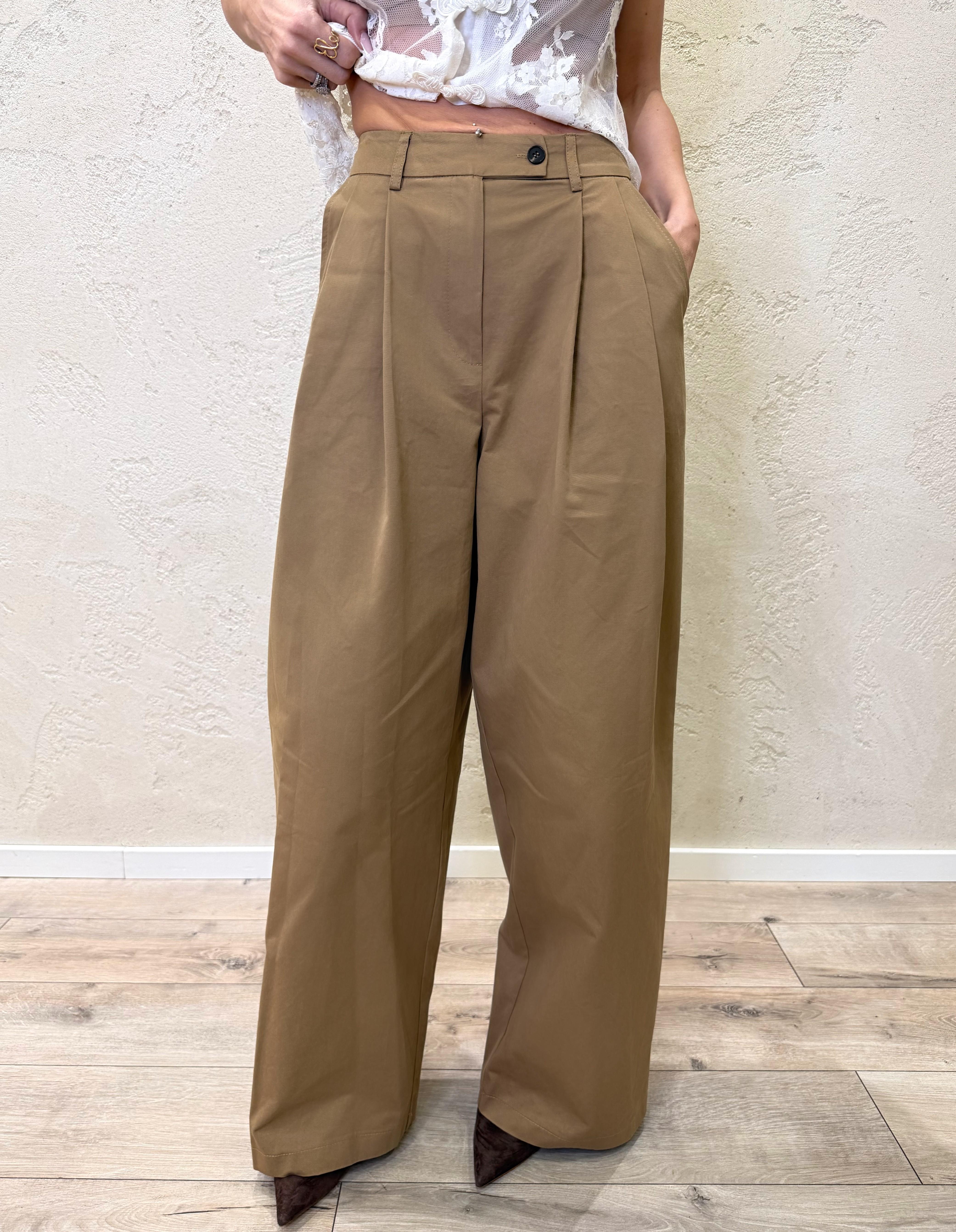 pantalone a gamba ampia con pinces 26P4334 BEIGE TENSIONE IN