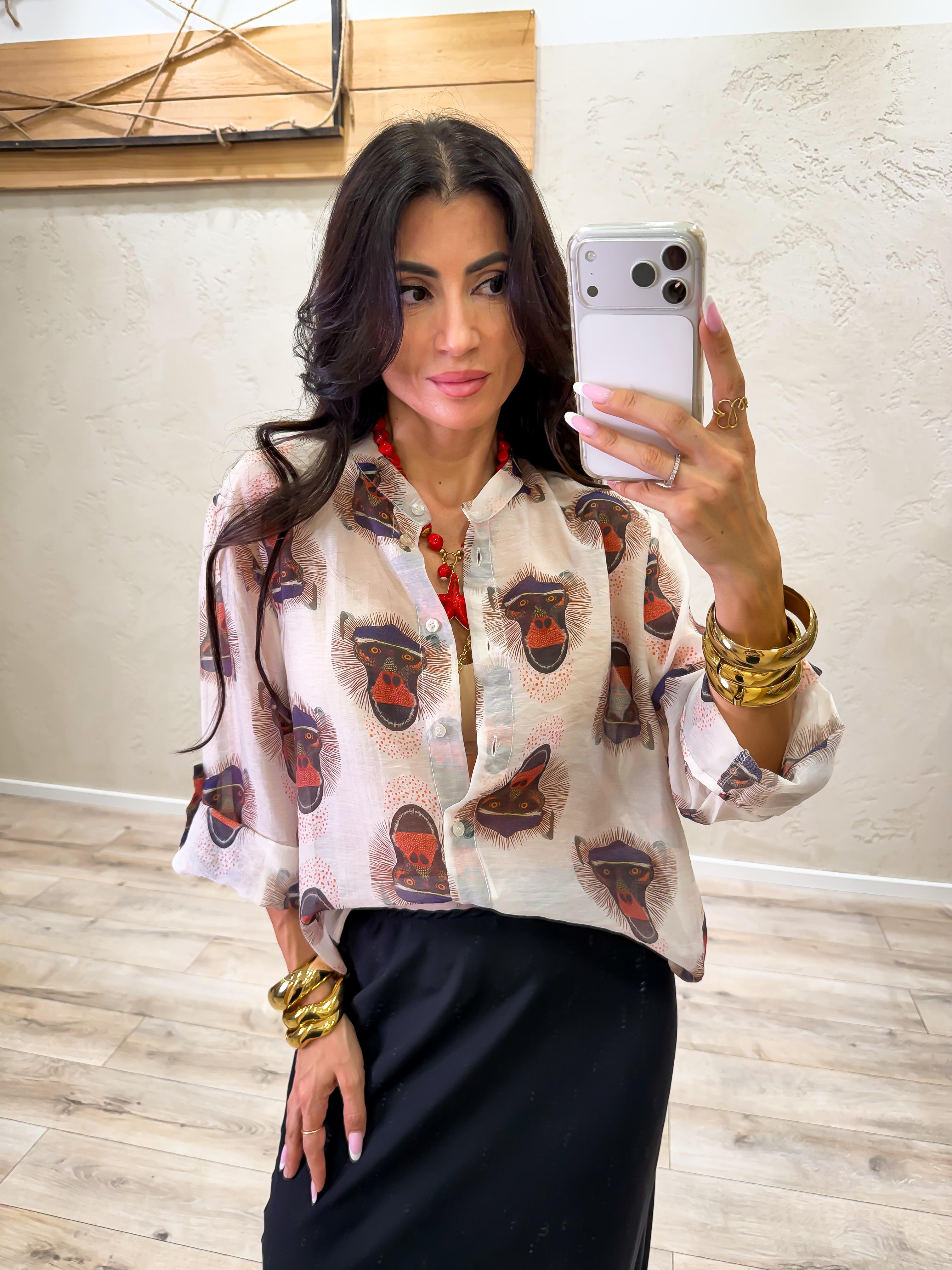 camicia "scimmia" in lyocell CVS-Q487 BLUETTE HAVEONE