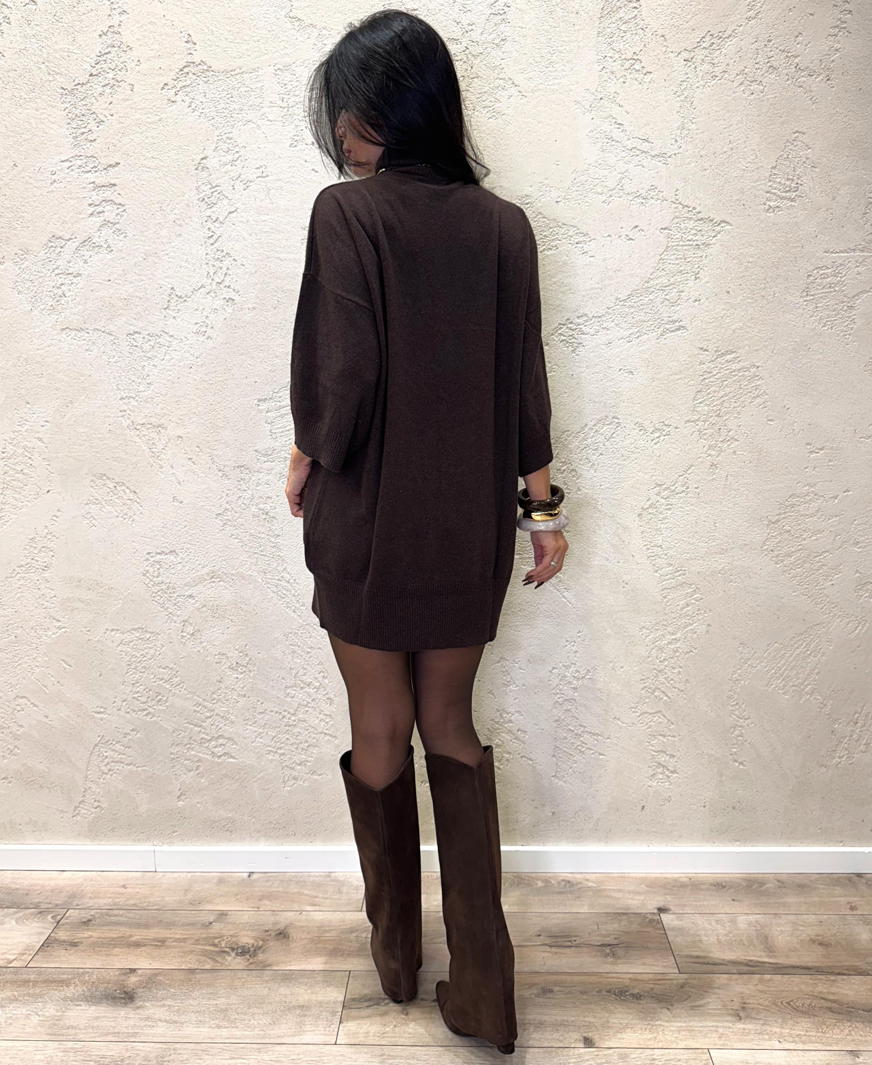 abito mini misto cashmere a collo alto 22082F MORO VICOLO