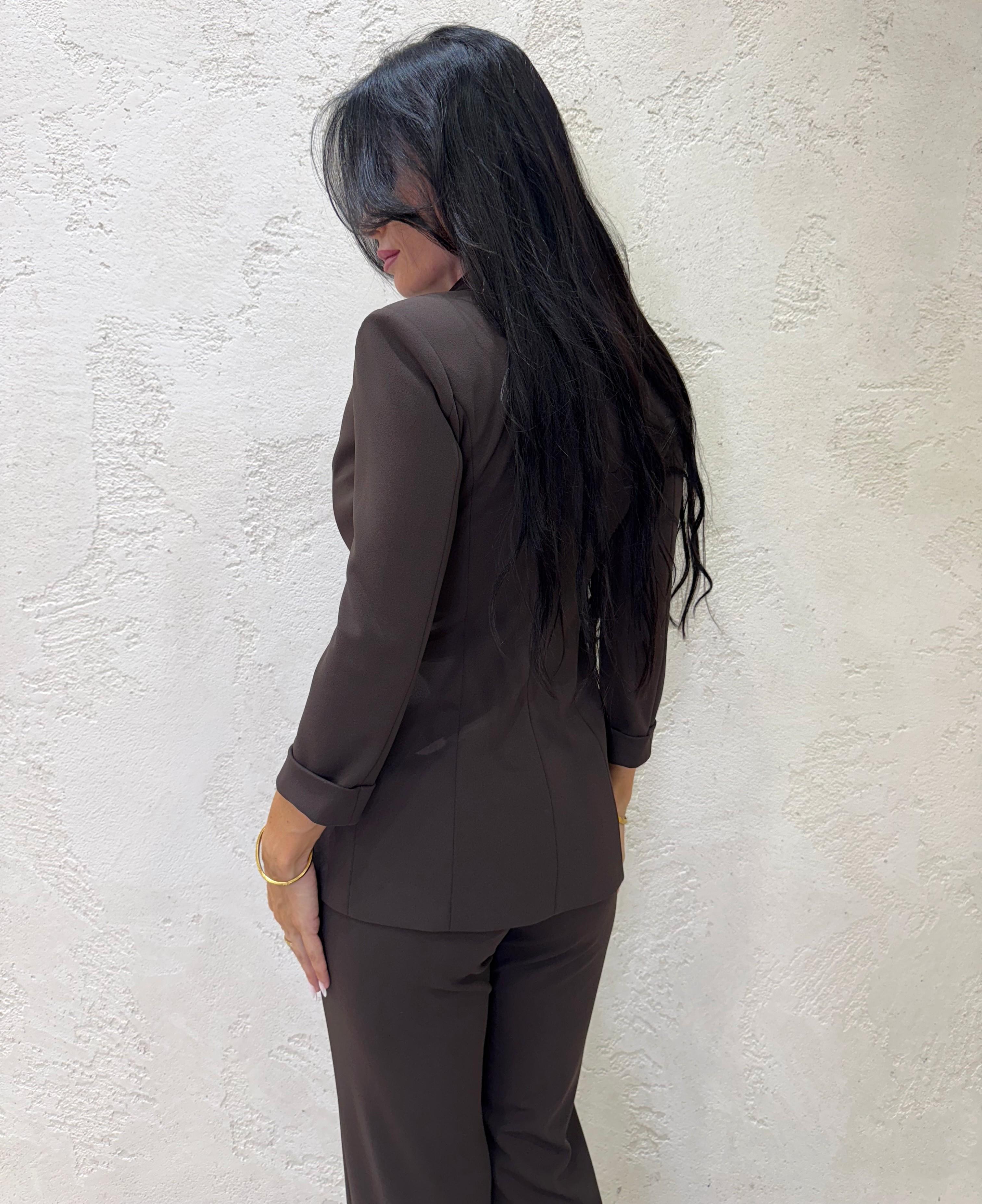 blazer doppiopetto in crepe elasticizzato JU25KAW MORO IMPERIAL