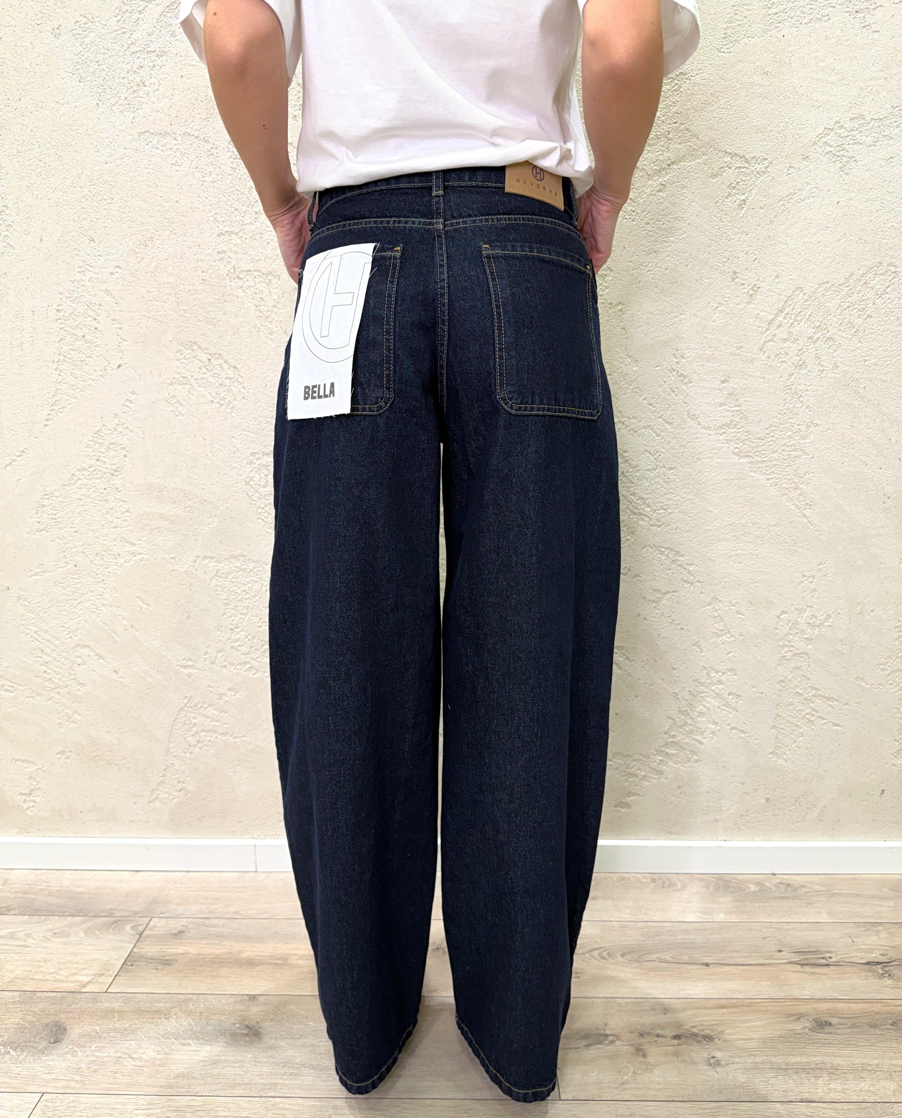 jeans modello bella wide leg in tela ferma PLS-Q274 DENIM BLU HAVEONE
