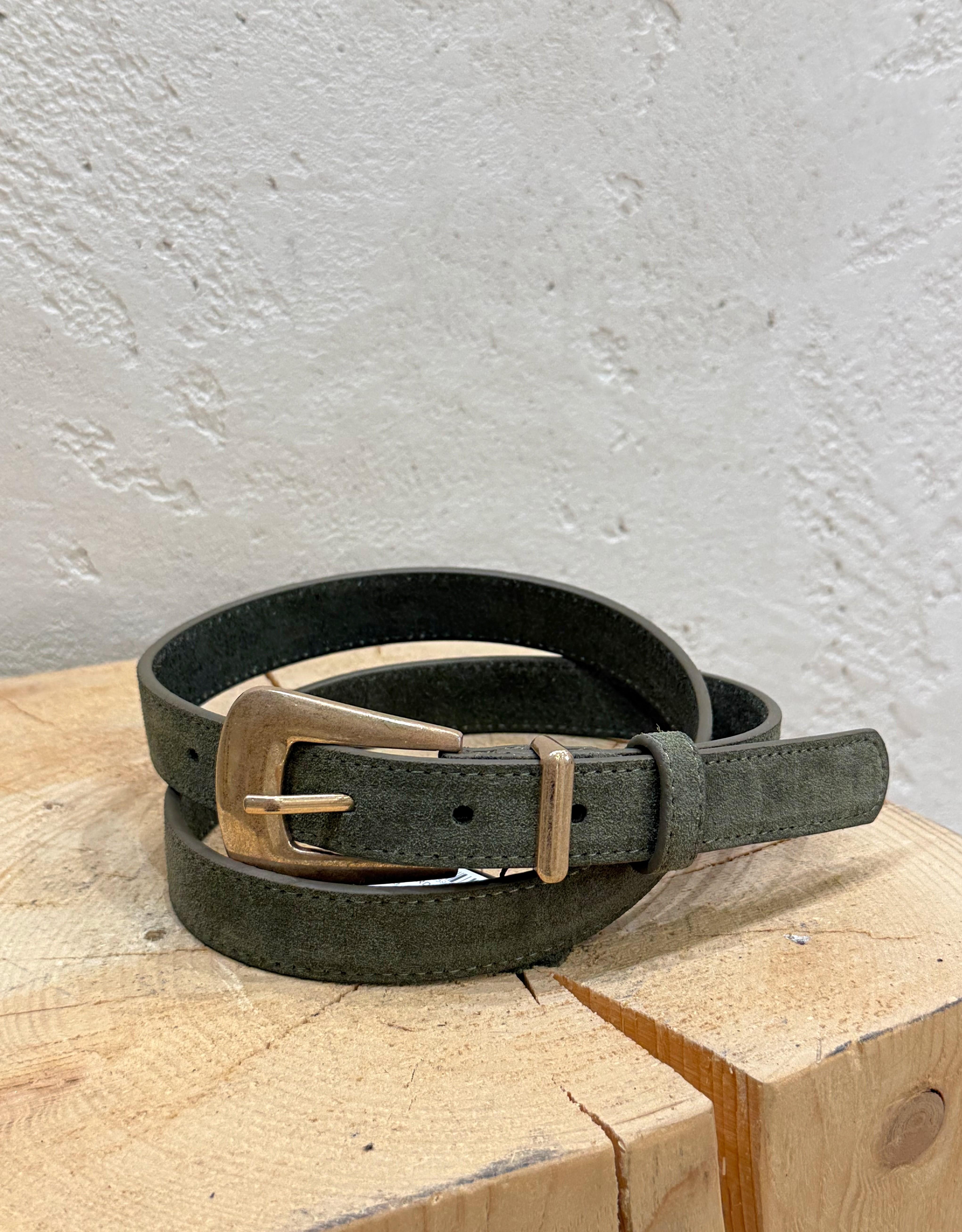 cintura in vera pelle scamosciata CINTSCAM VERDE ELEVI