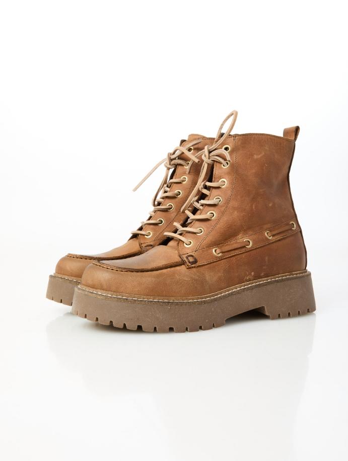 Stivaletto stringato in pelle SM17 CUOIO OVYE'
