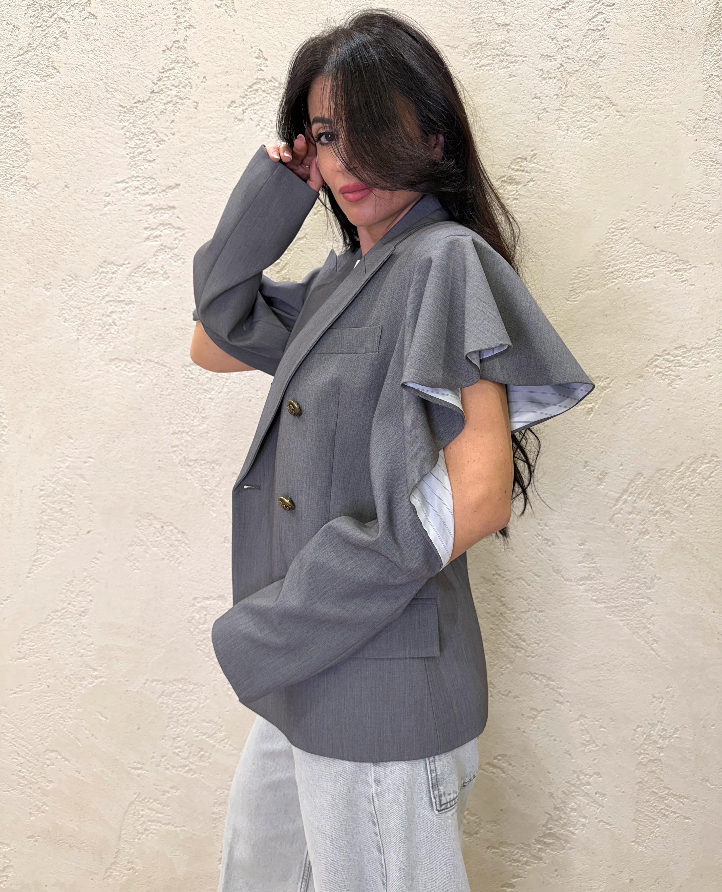 blazer doppio petto con spalle scoperte e rouge TAB0627 GRIGIO VICOLO