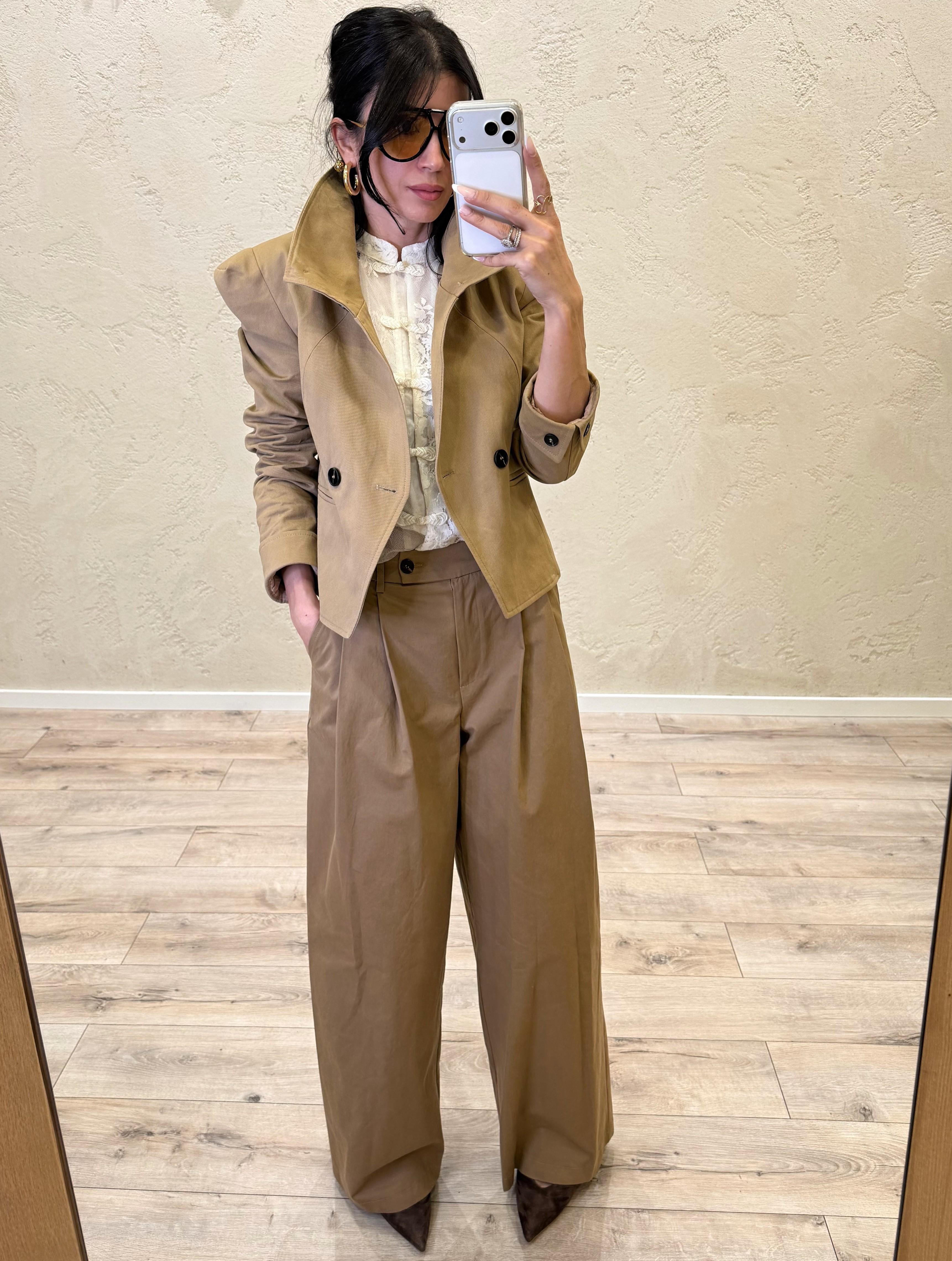 pantalone a gamba ampia con pinces 26P4334 BEIGE TENSIONE IN