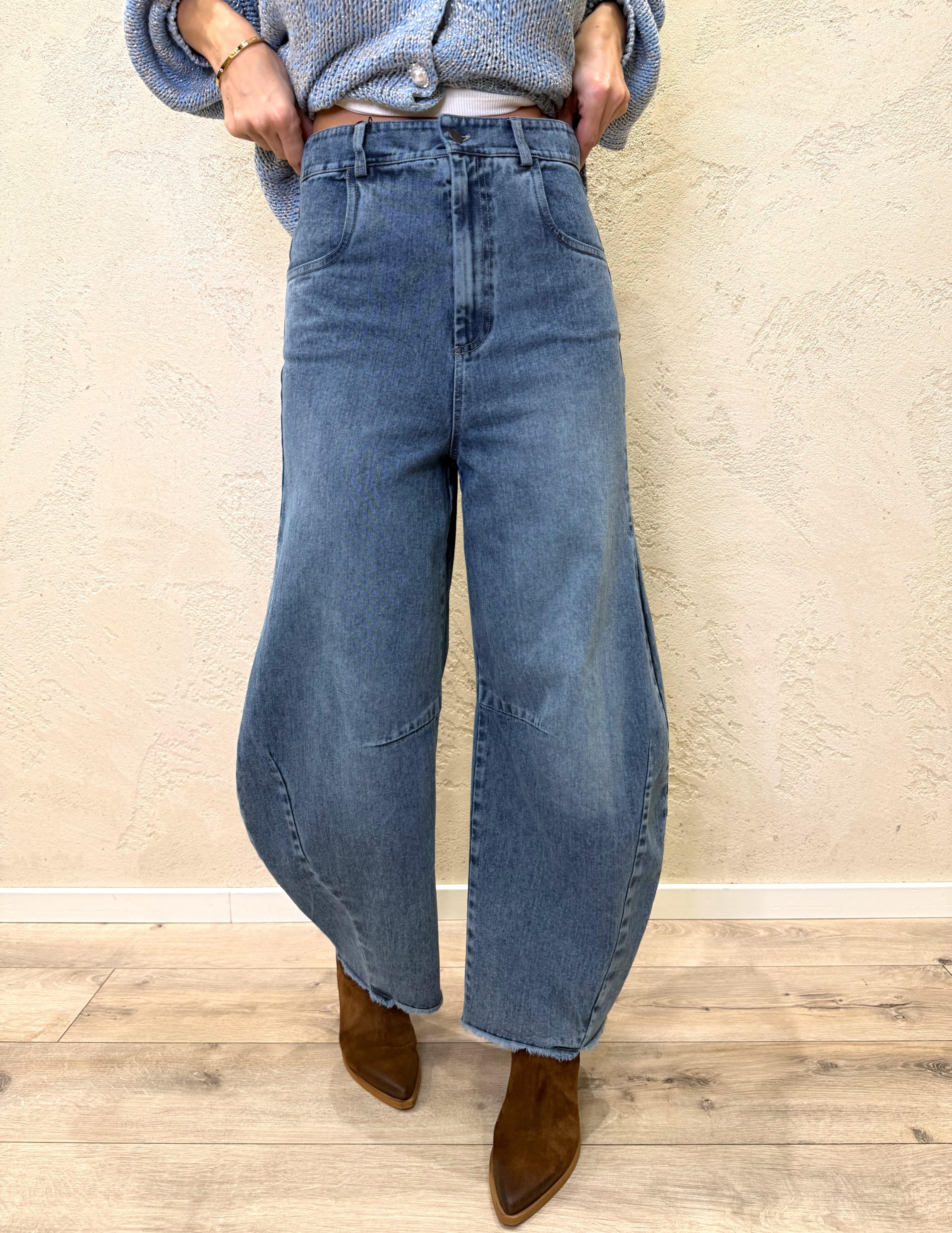 jeans modello ferro di cavallo con orli sfrangiati P212A150 DENIM DIXIE