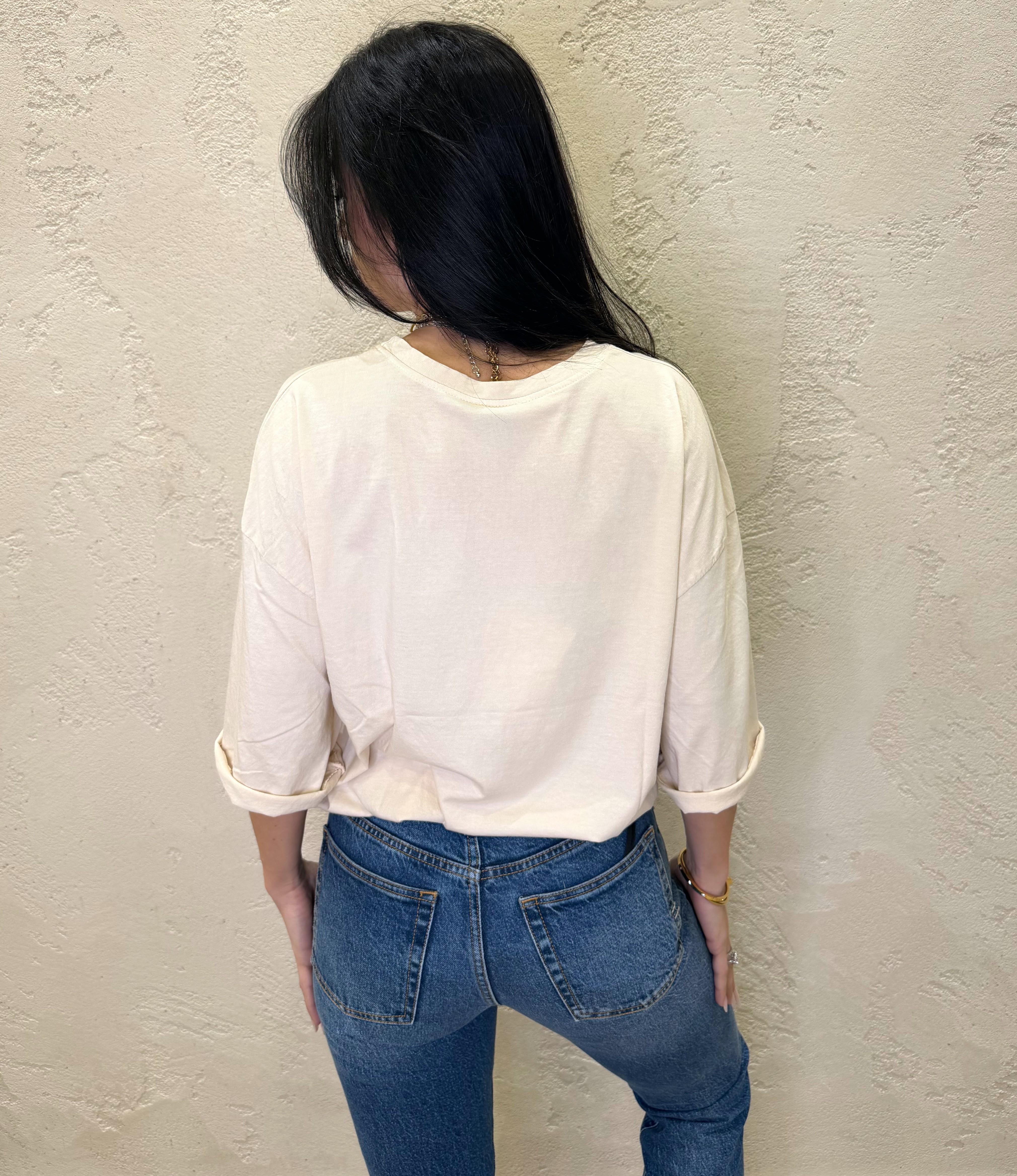 t-shirt over size basica a manica corta 2703 BURRO SUSY MIX