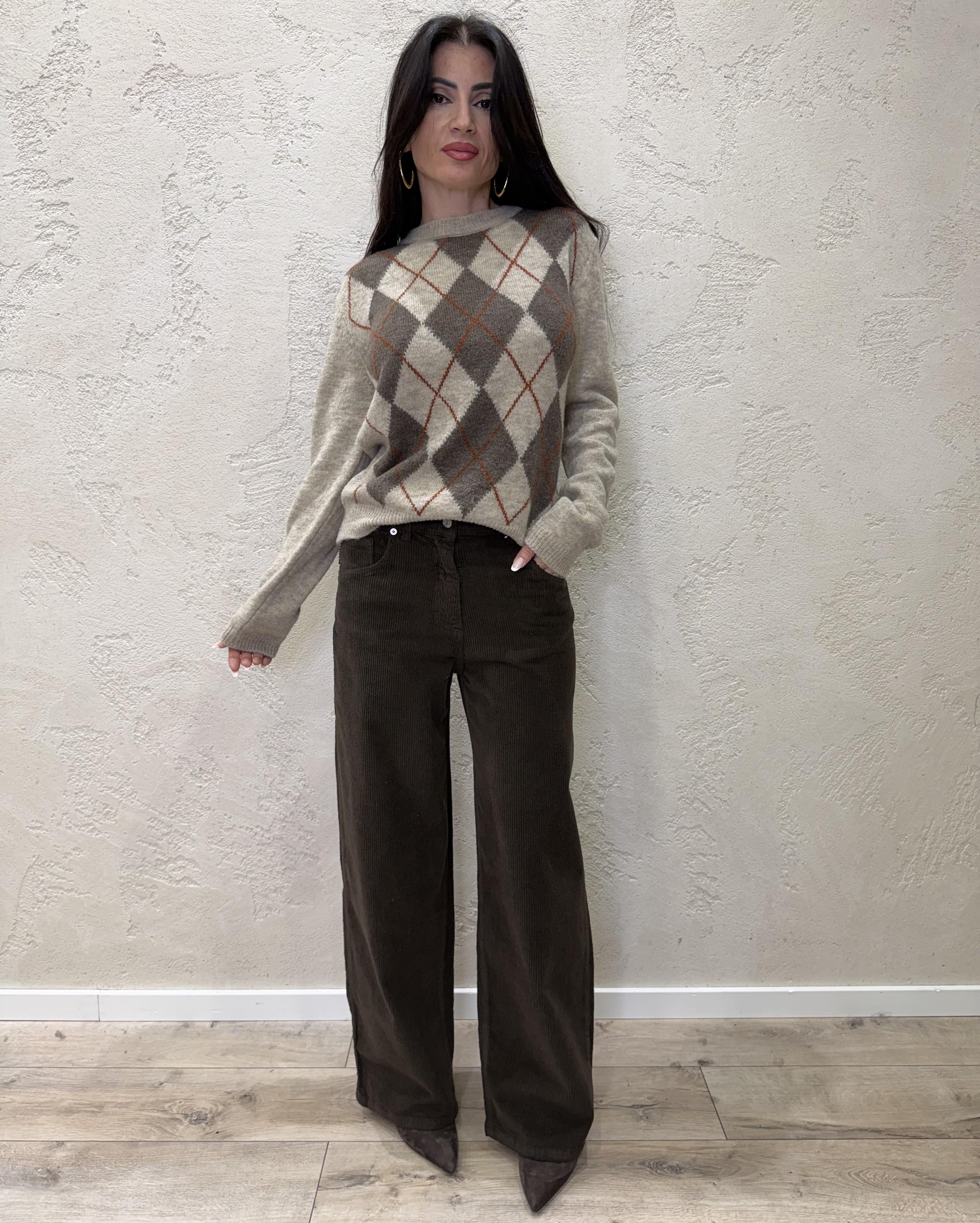 pull misto lana in fantasia MFP-P215 BEIGE/MORO HAVEONE