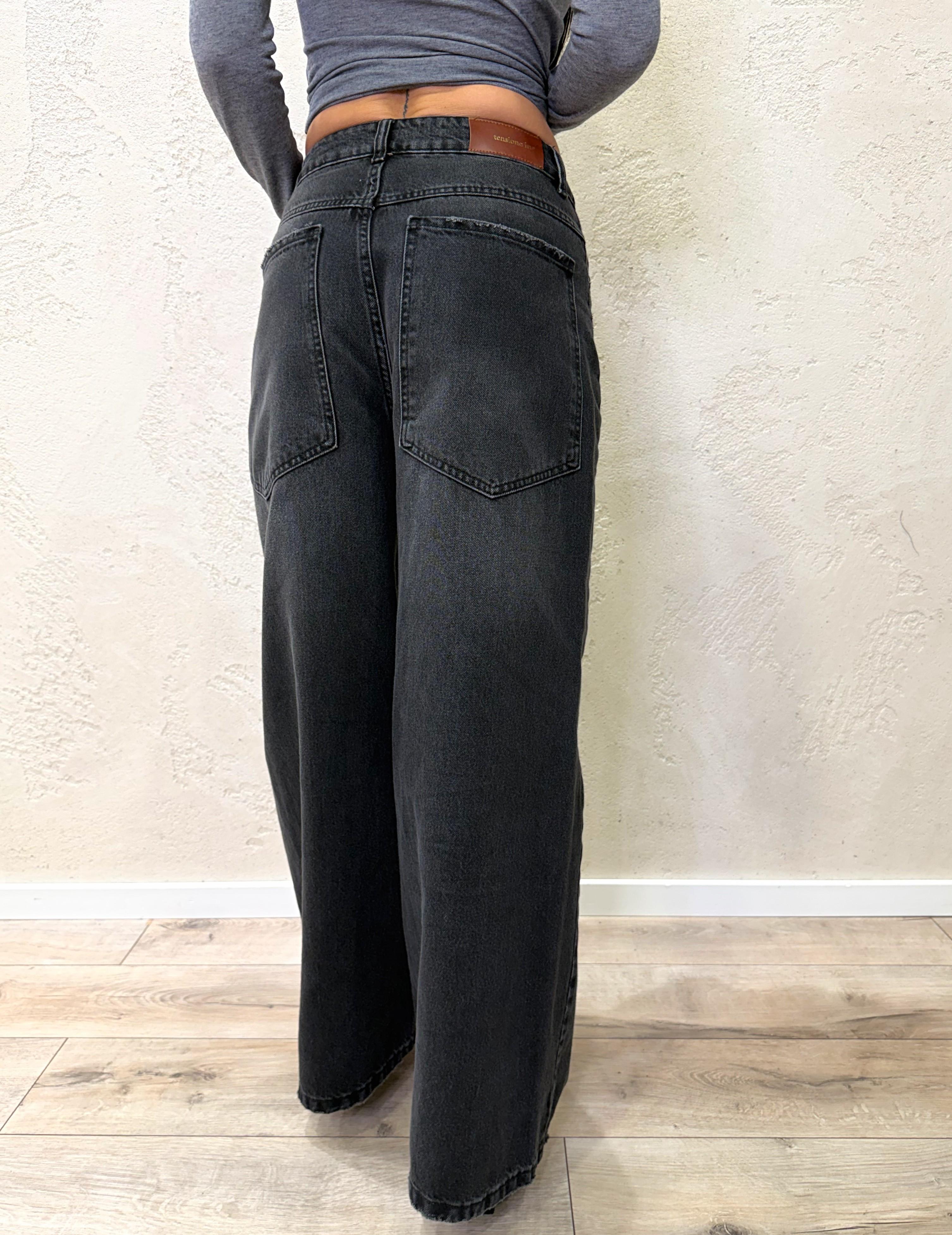 jeans modello giusi a palazzo GIUSI-ZANE NERO TENSIONE IN