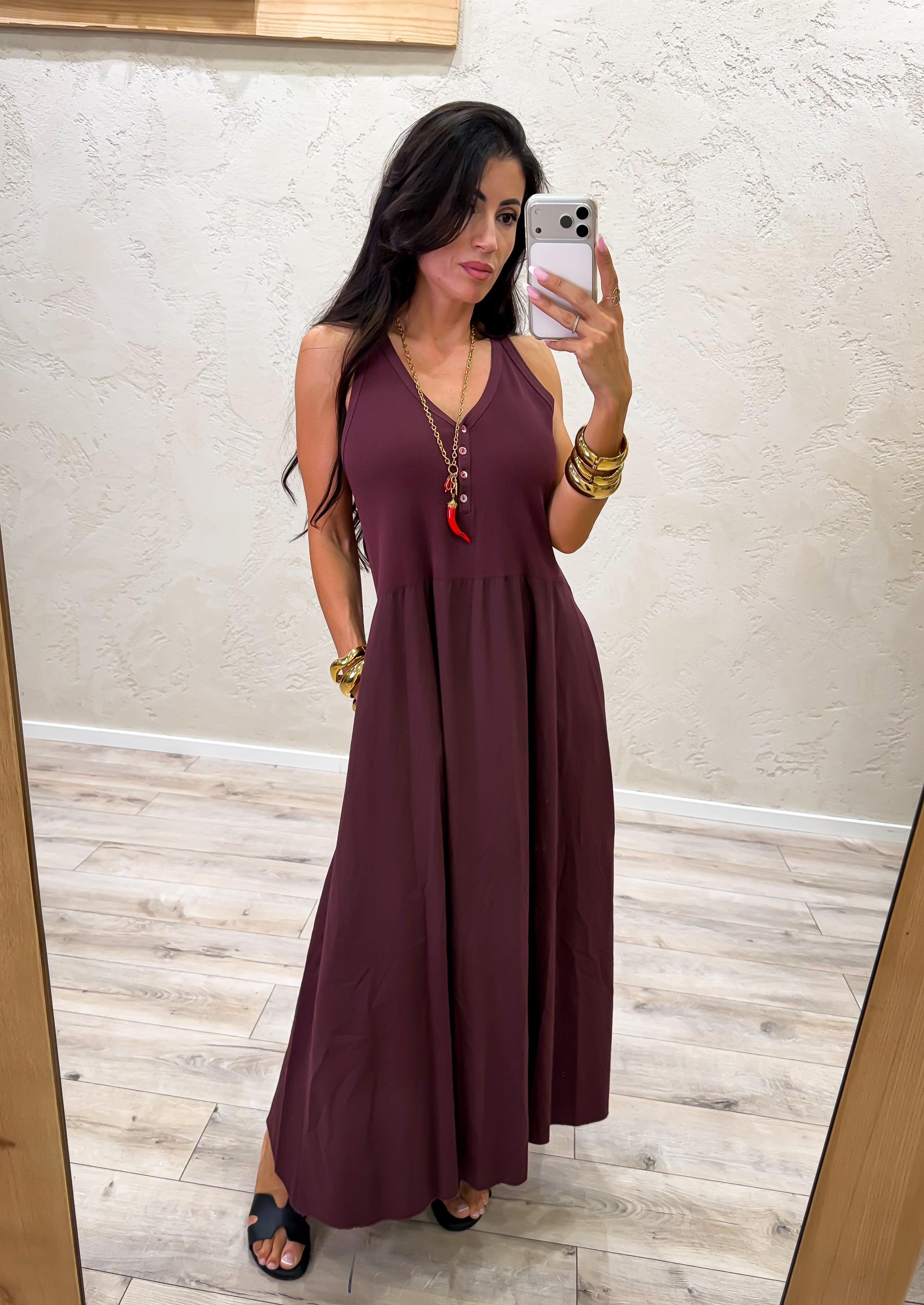 abito lungo doppio tessuto smanicato 2738 FICO SUSY MIX