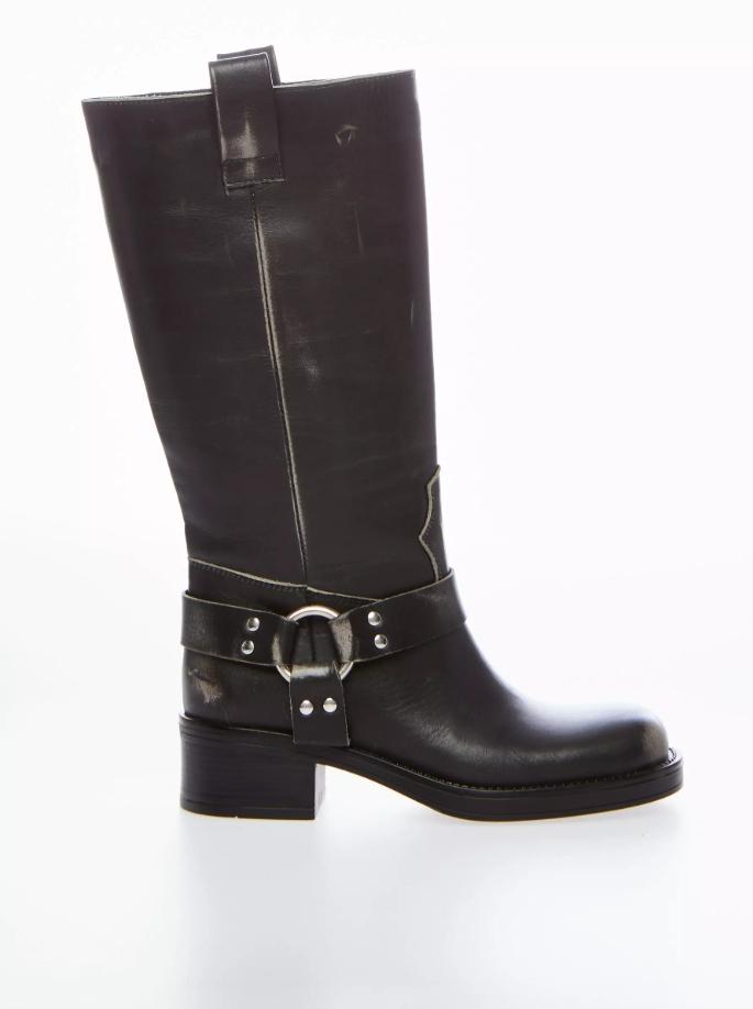 biker in pelle AT2350 NERO FUMO OVYE'