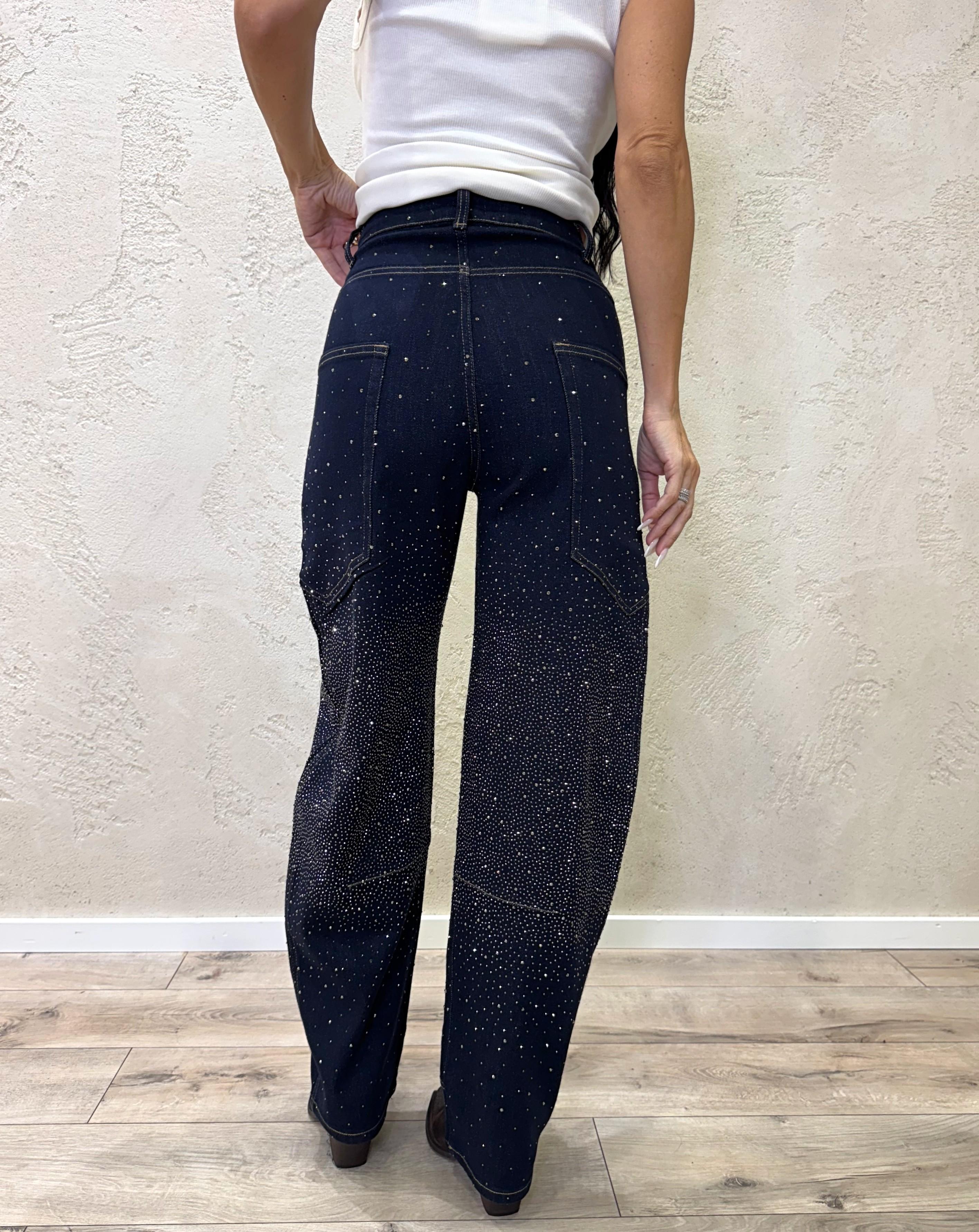 jeans baloon fit modello work con strass JNWORKSTRASS BLU NOTTE ELEVI