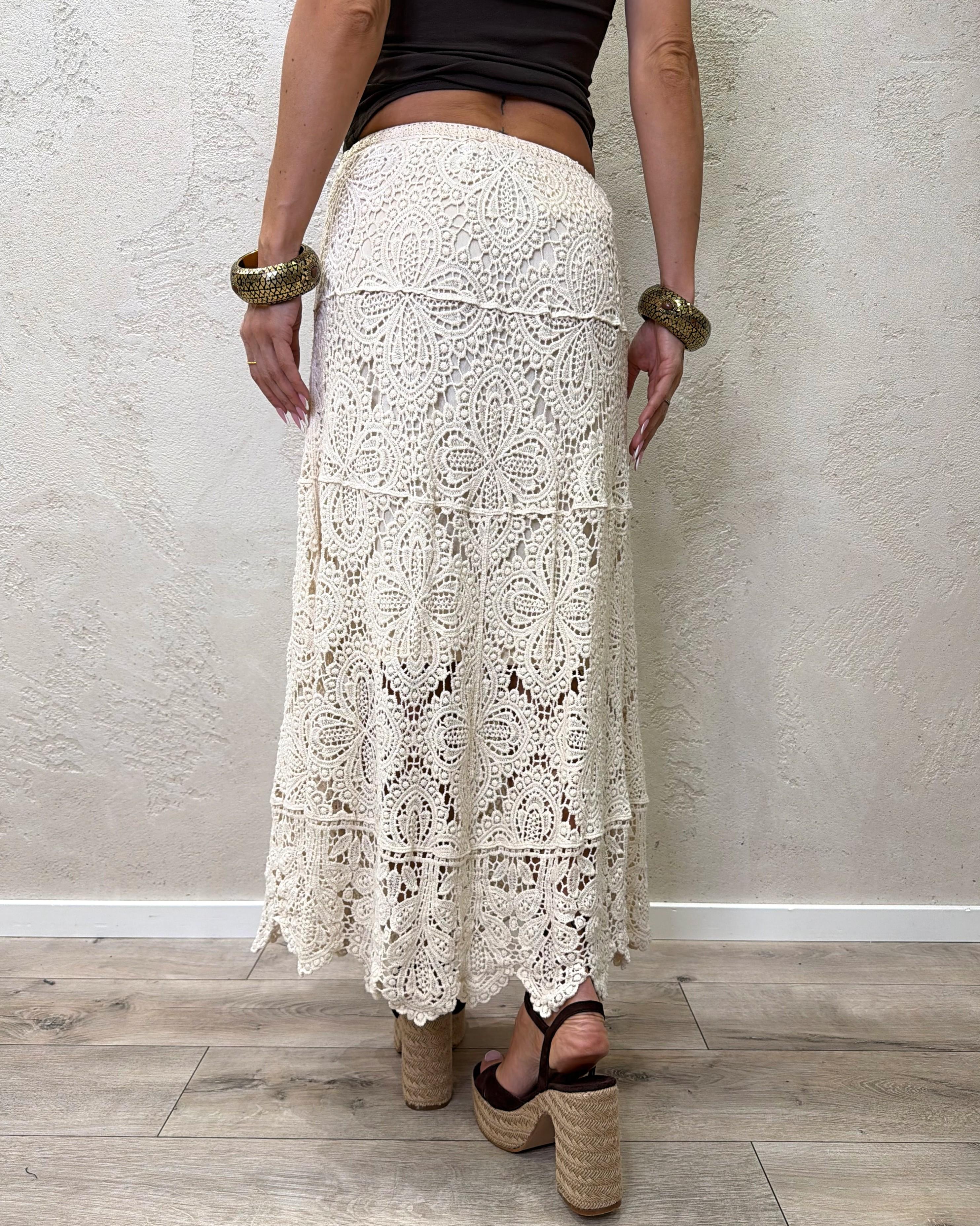gonna midi crochet GVV-Q164 BEIGE HAVEONE