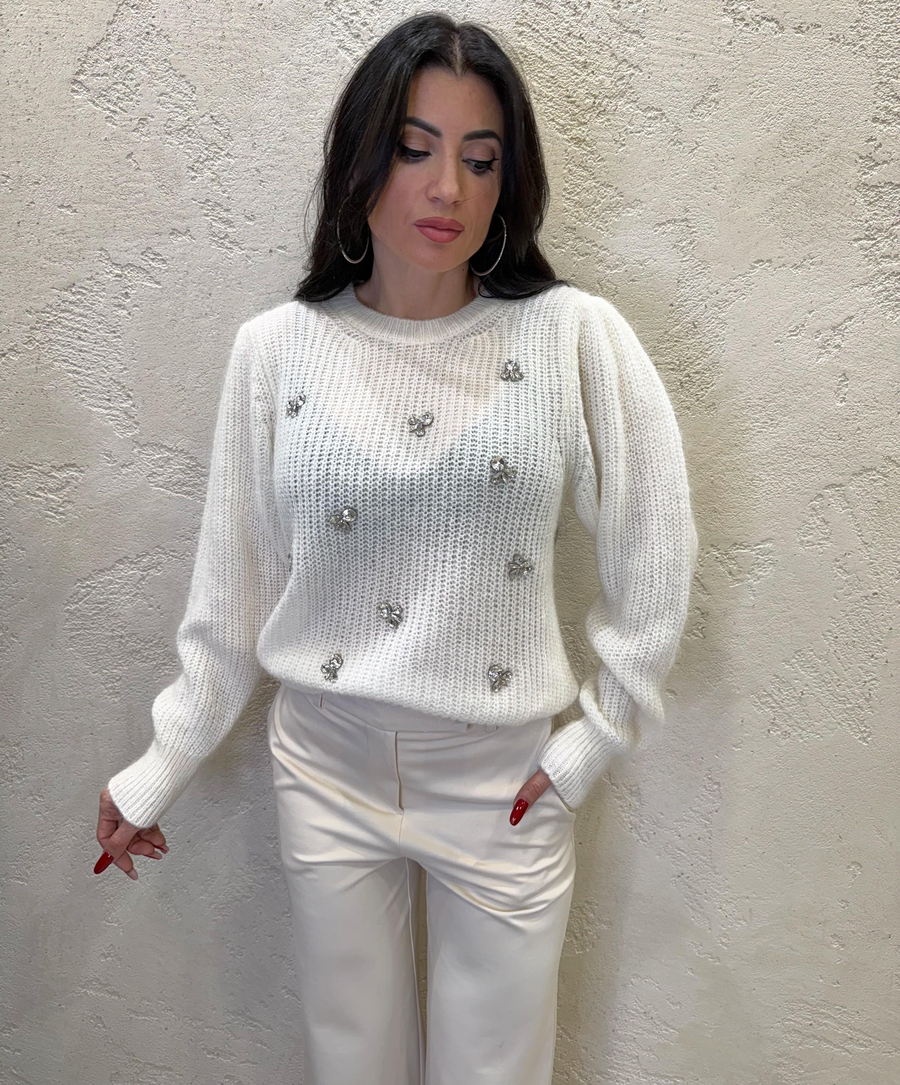 pull mohair con dettaglio gioiello 55227 BURRO VICOLO