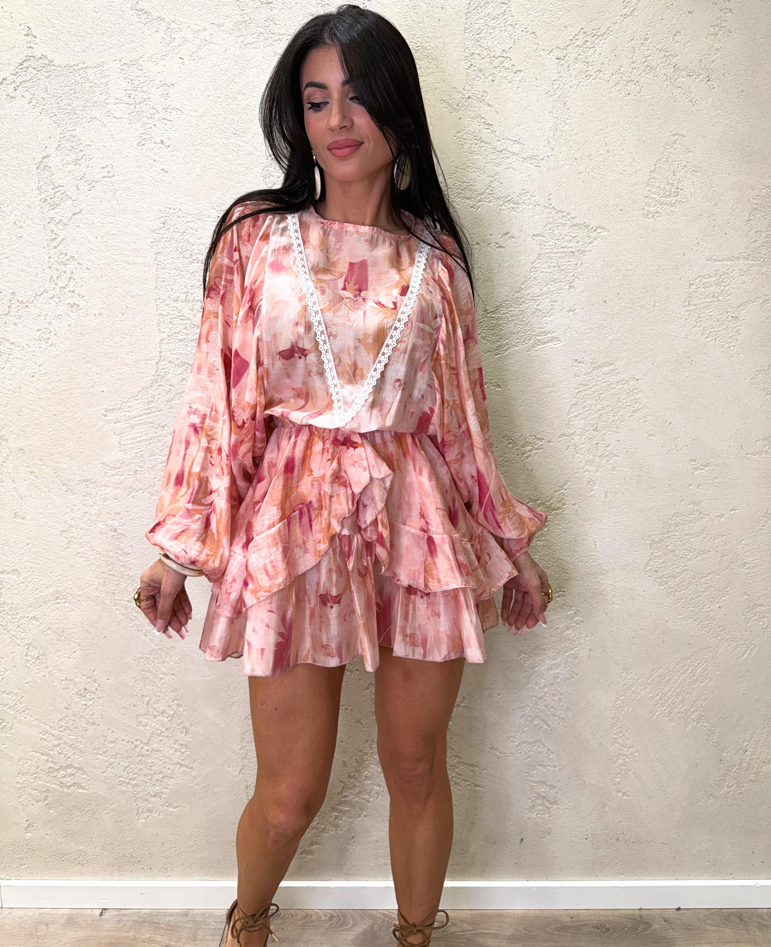abito mini nuvola in lyocell in fantasia a fiori ANO-Q113 ROSA HAVEONE