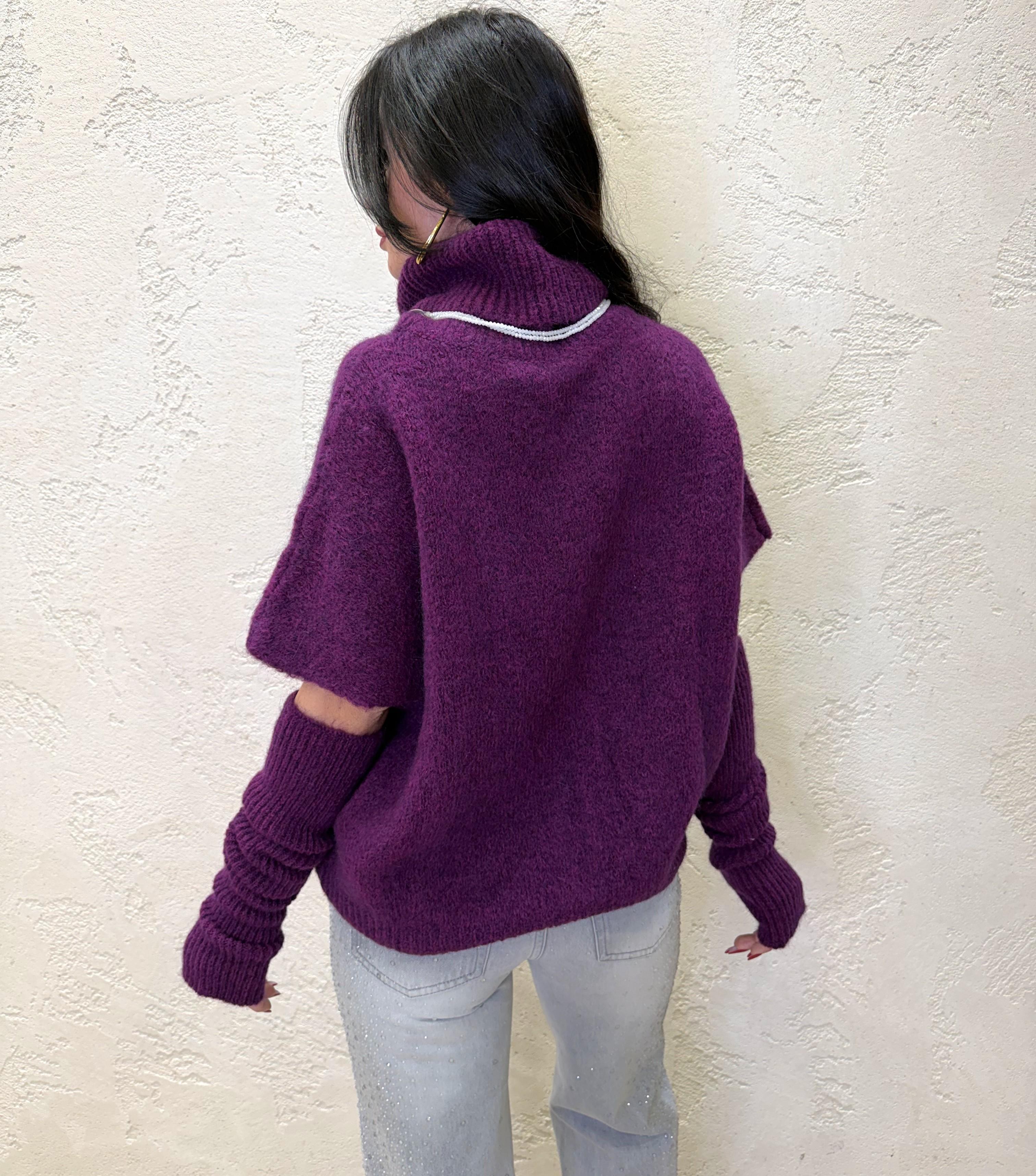pull ampio in misto lana e mohair con manicotti 25A1250 VIOLA MOTEL