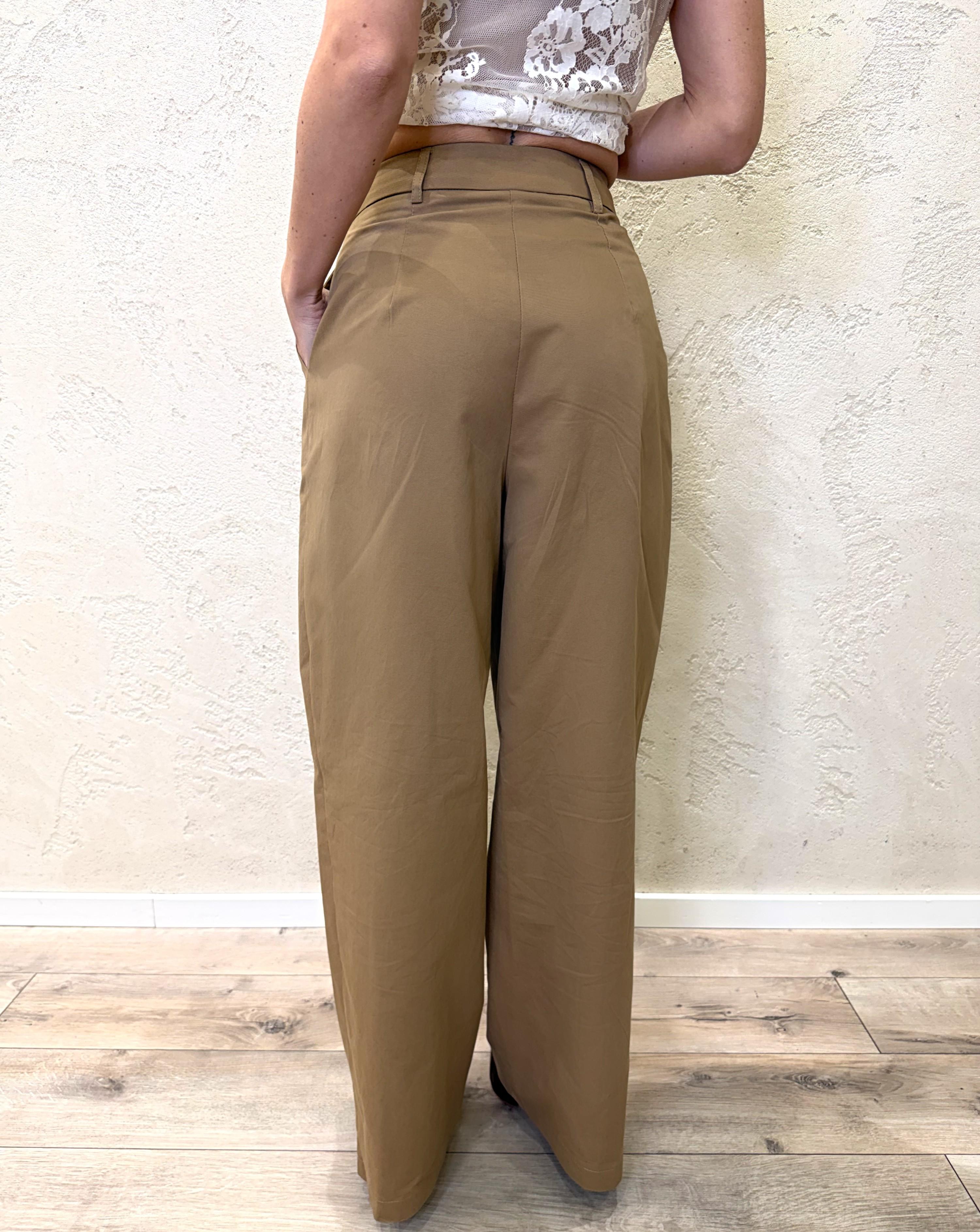 pantalone a gamba ampia con pinces 26P4334 BEIGE TENSIONE IN