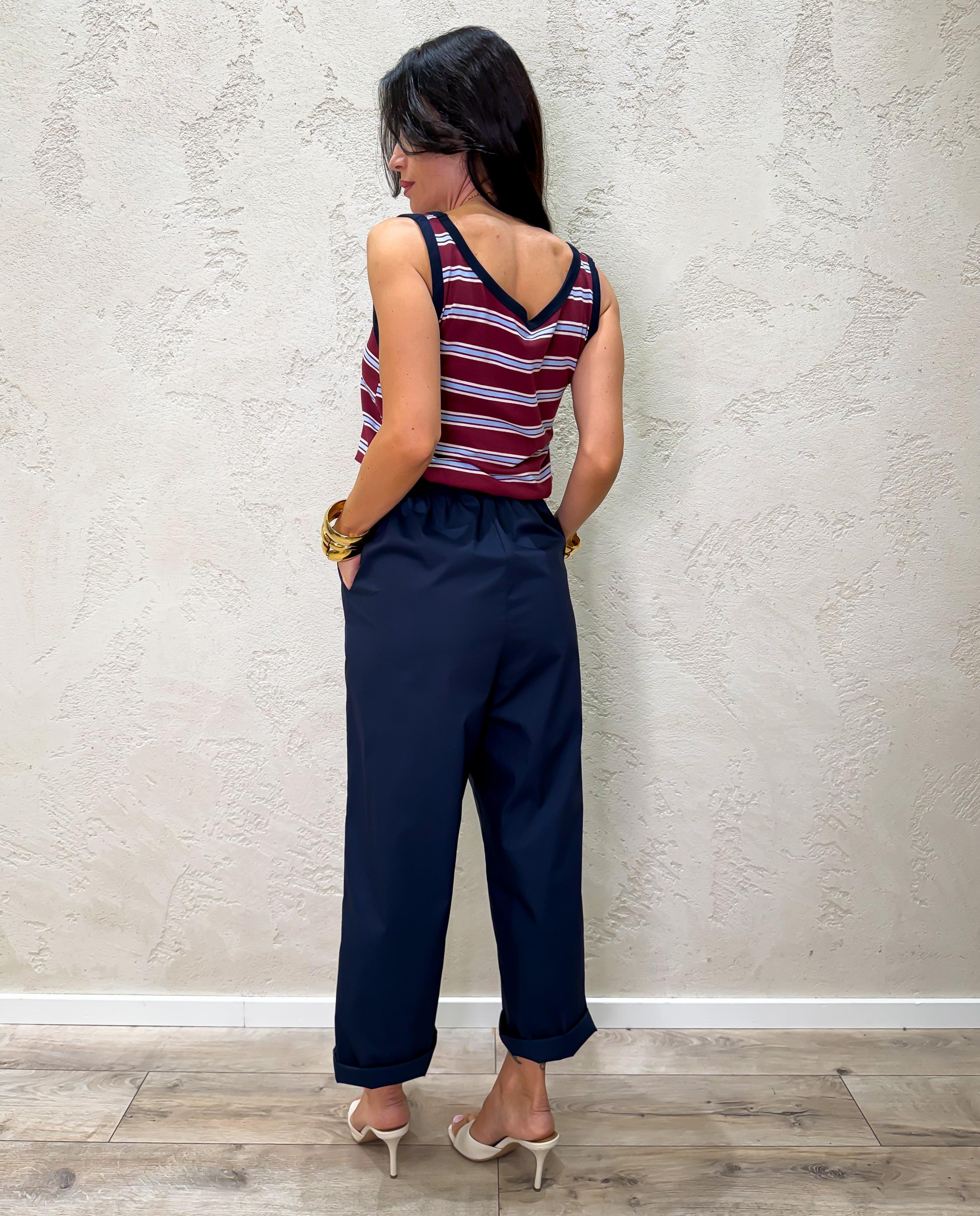 jumpsuit "miu" doppio tessuto a righe 26H5308 BORDEAUX/BLU TENSIONE IN