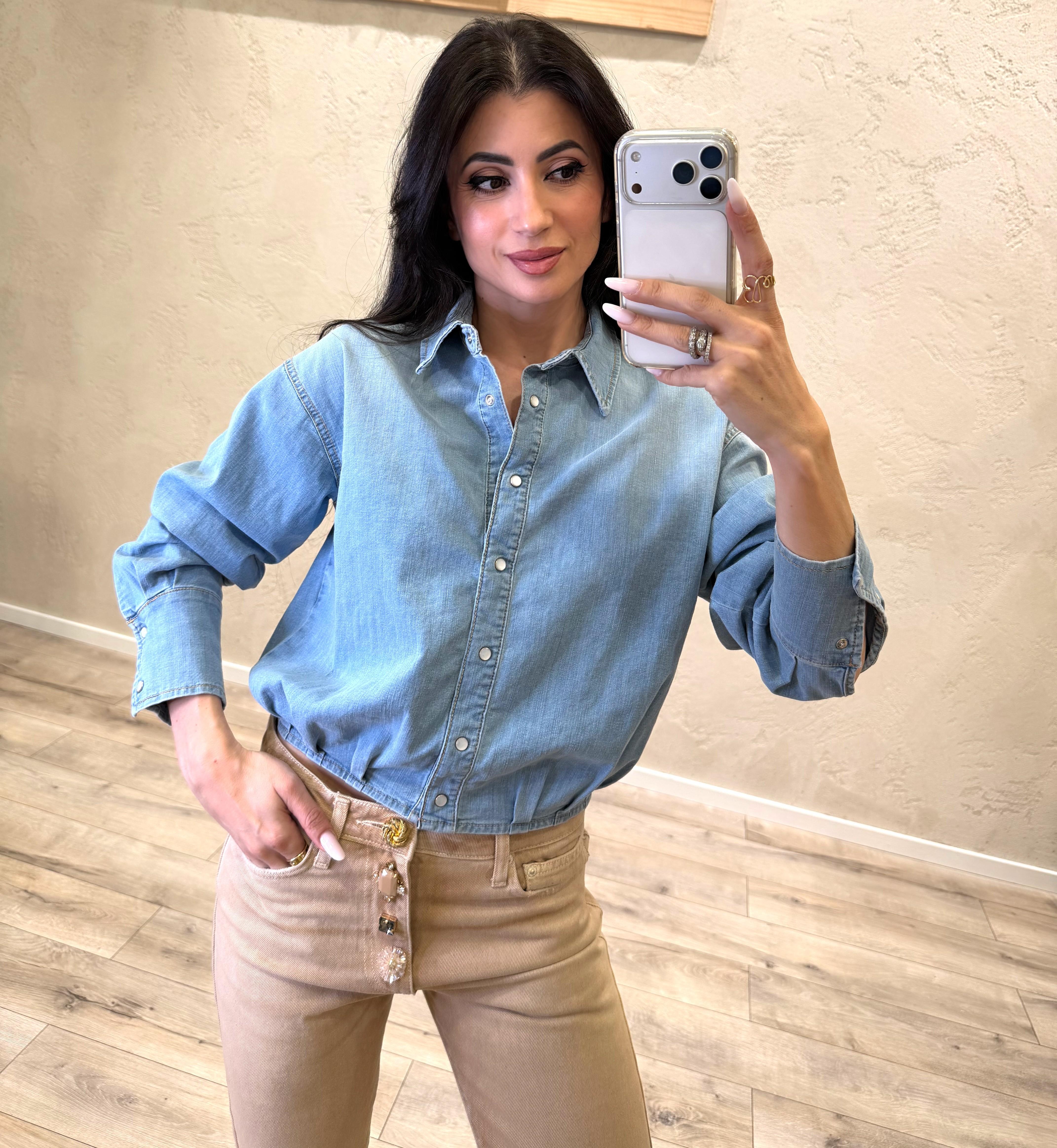 camicia in denim effetto bomber DAB5375 DENIM CHIARO VICOLO