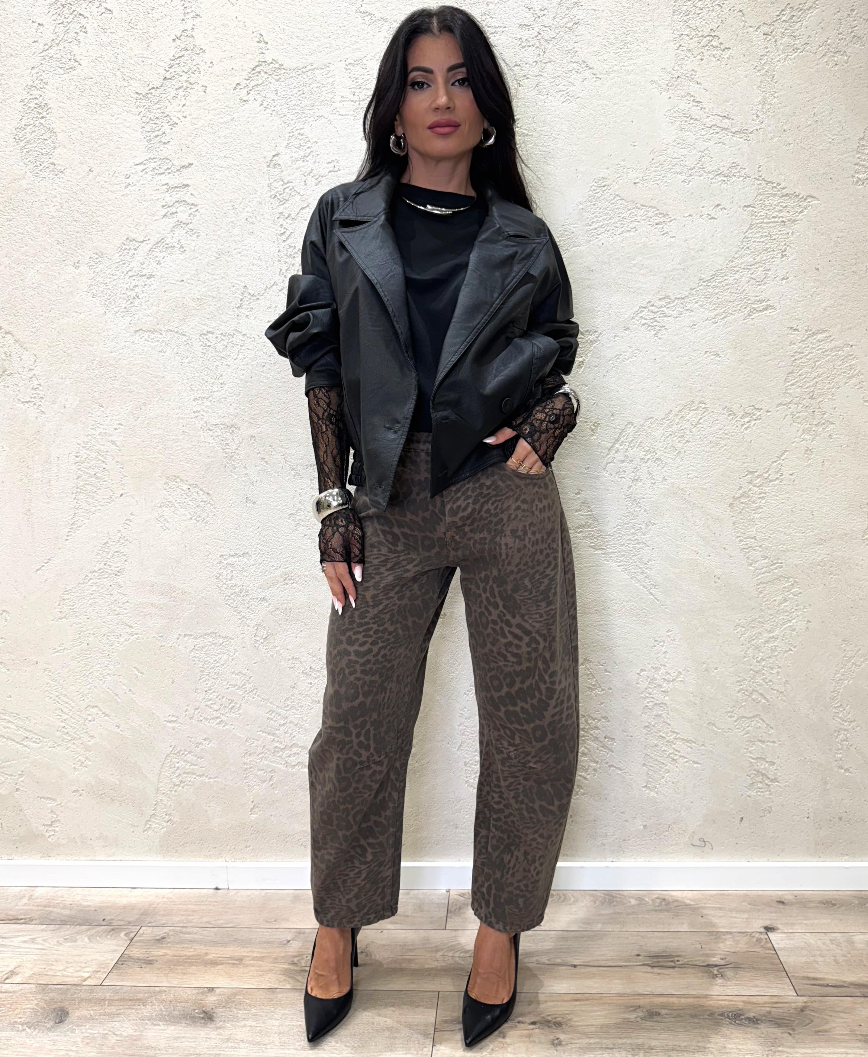 bomber in ecopelle con chiusura doppiopetto KFS-9071 NERO HAVEONE