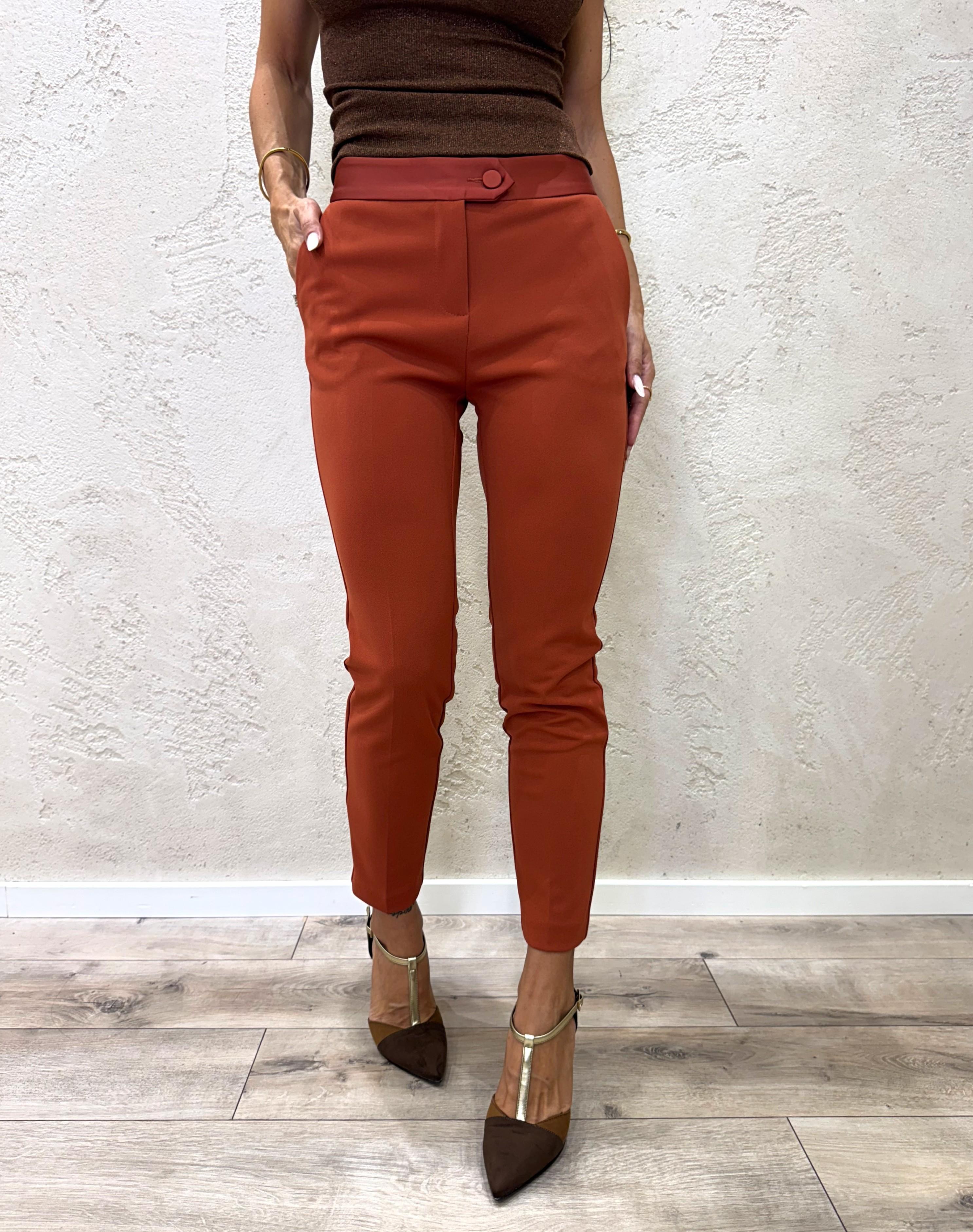 pantalone a sigaretta in crepe elasticizzato PVN2KAW ZUCCA IMPERIAL