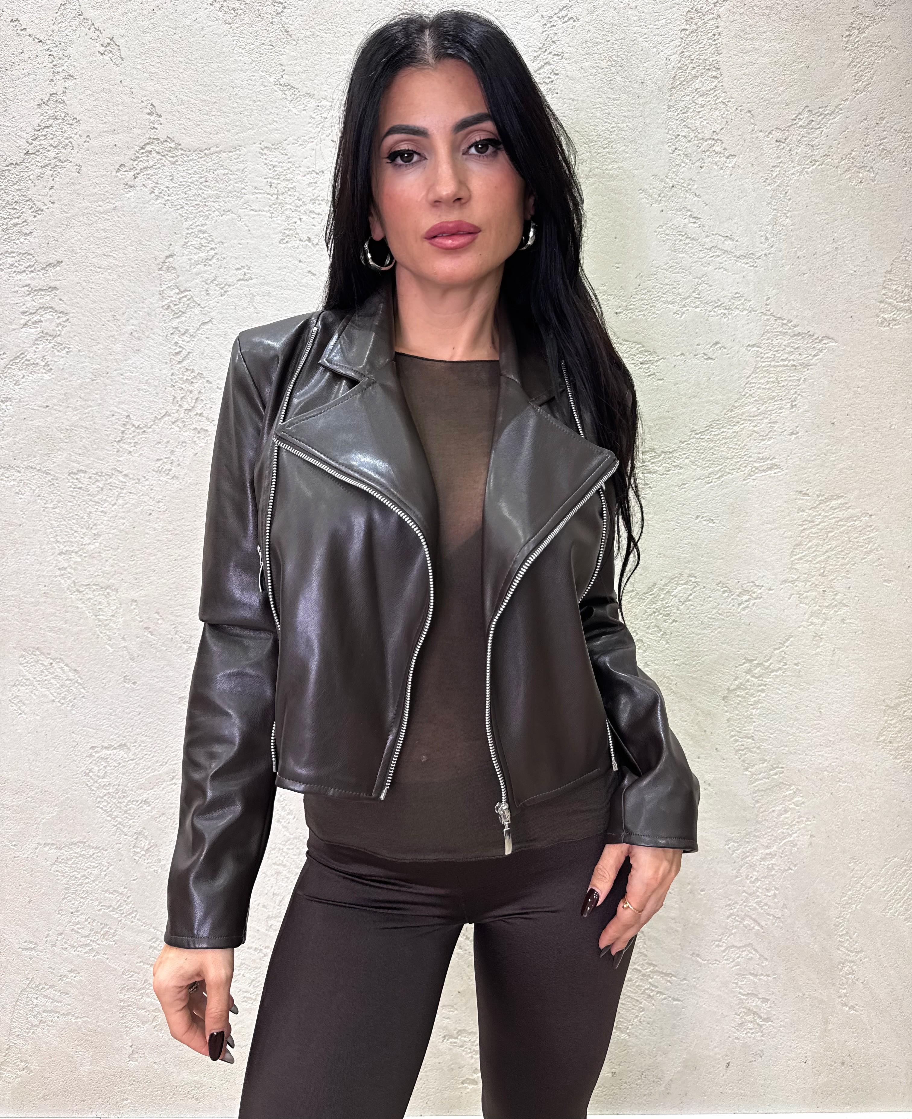 chiodo in ecopelle PP241T10 MORO SUSY MIX