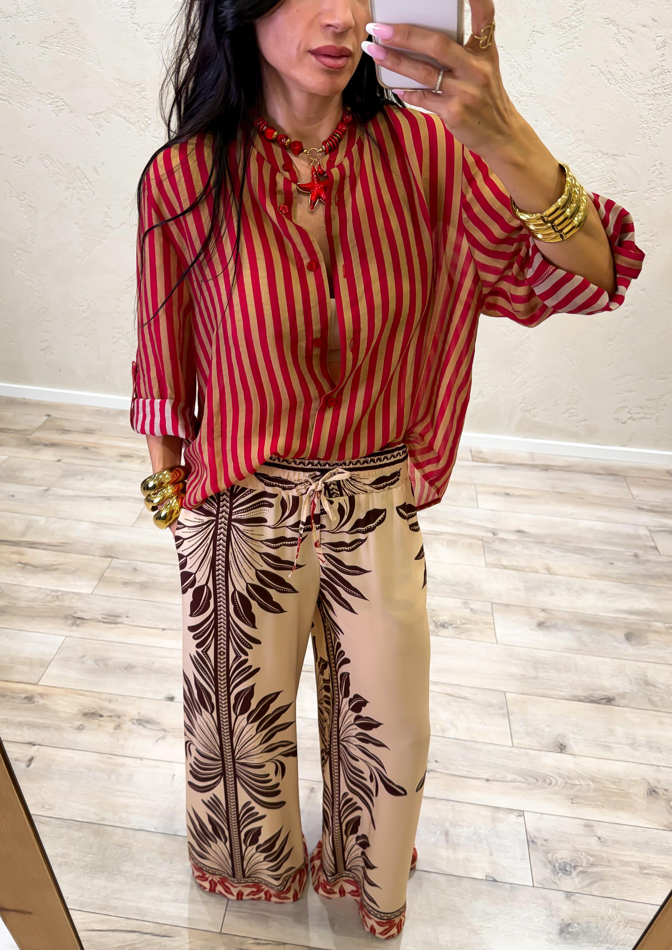 camicia a righe effetto vedo non vedo CVS-Q423 INDIA/TABACCO HAVEONE
