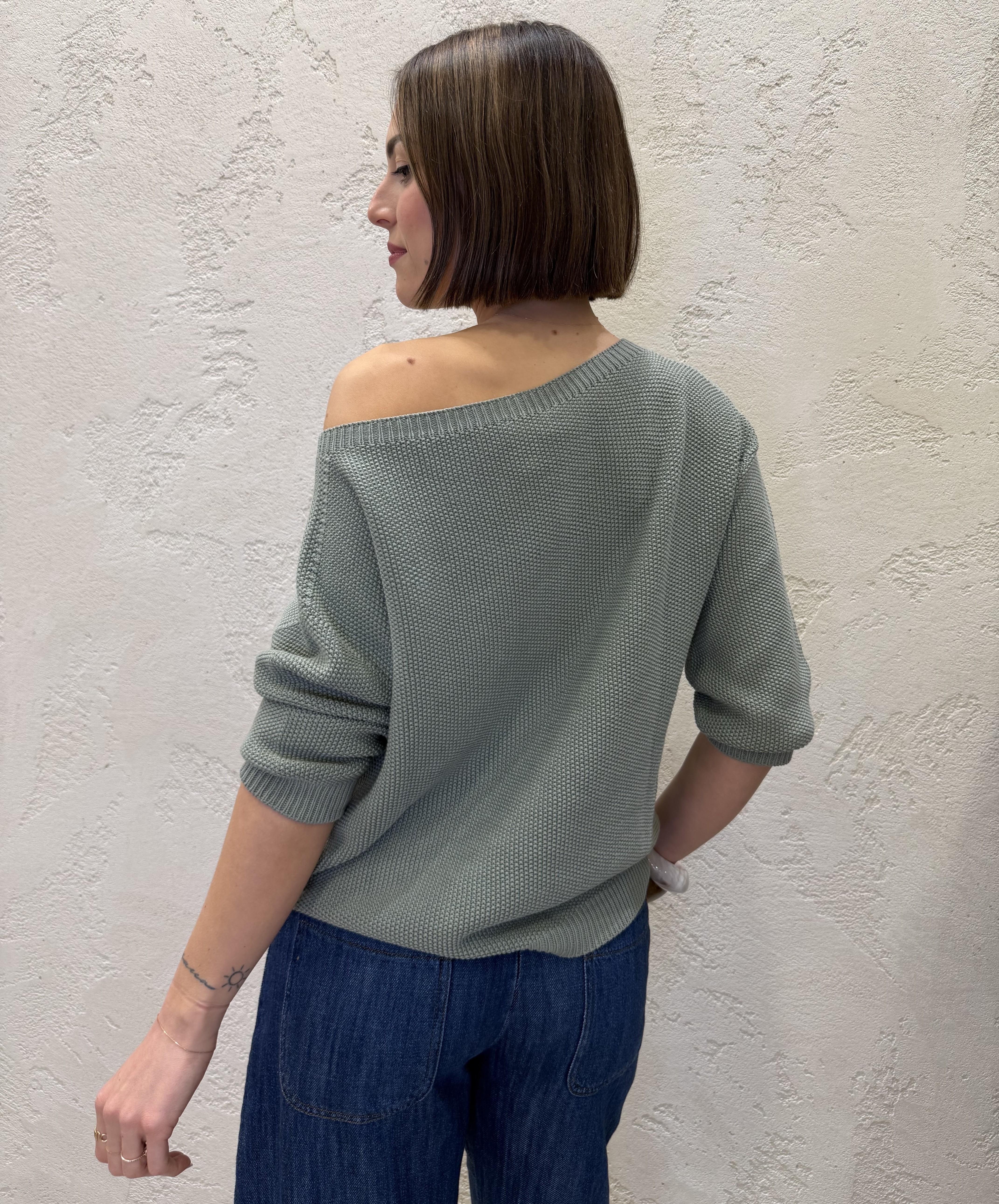 pull spalla scesa a punto riso 61044 VERDE MILITARE SUSY MIX