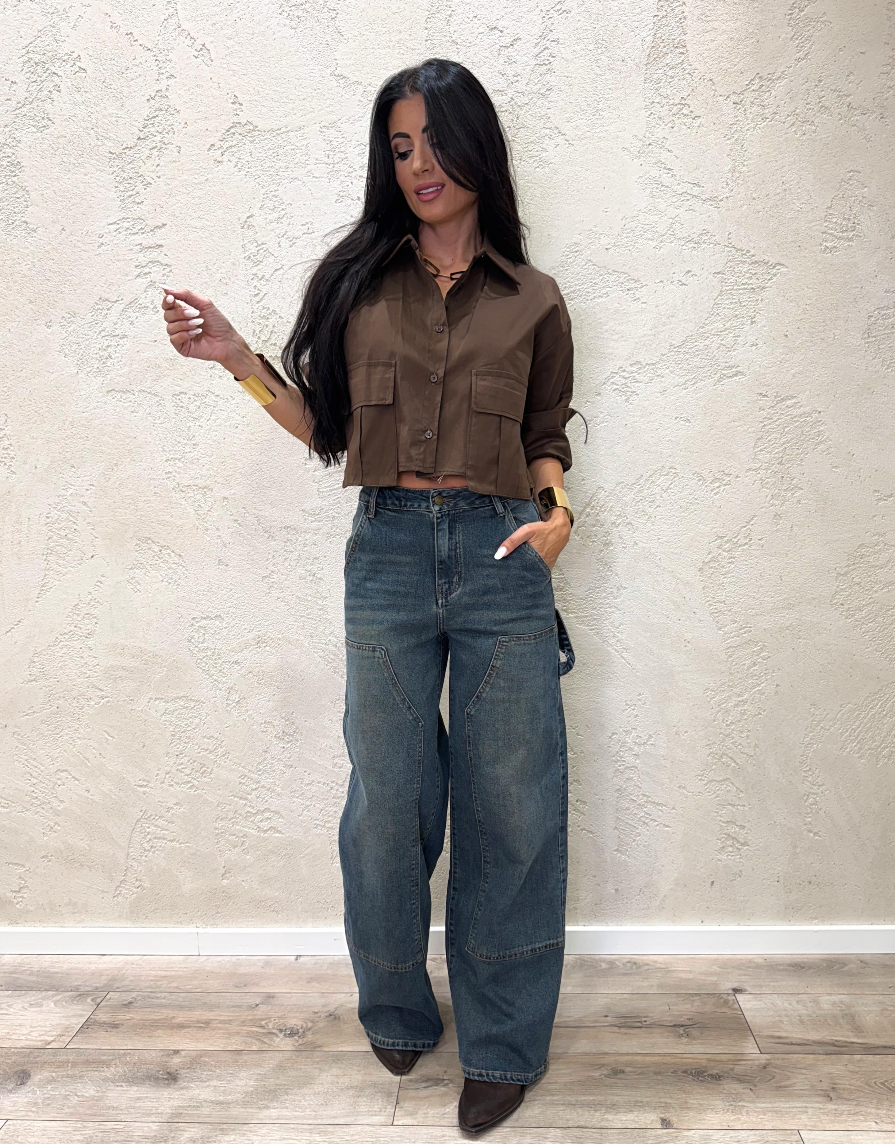 camicia crop con tasche CAMICROP MARRONE ELEVI