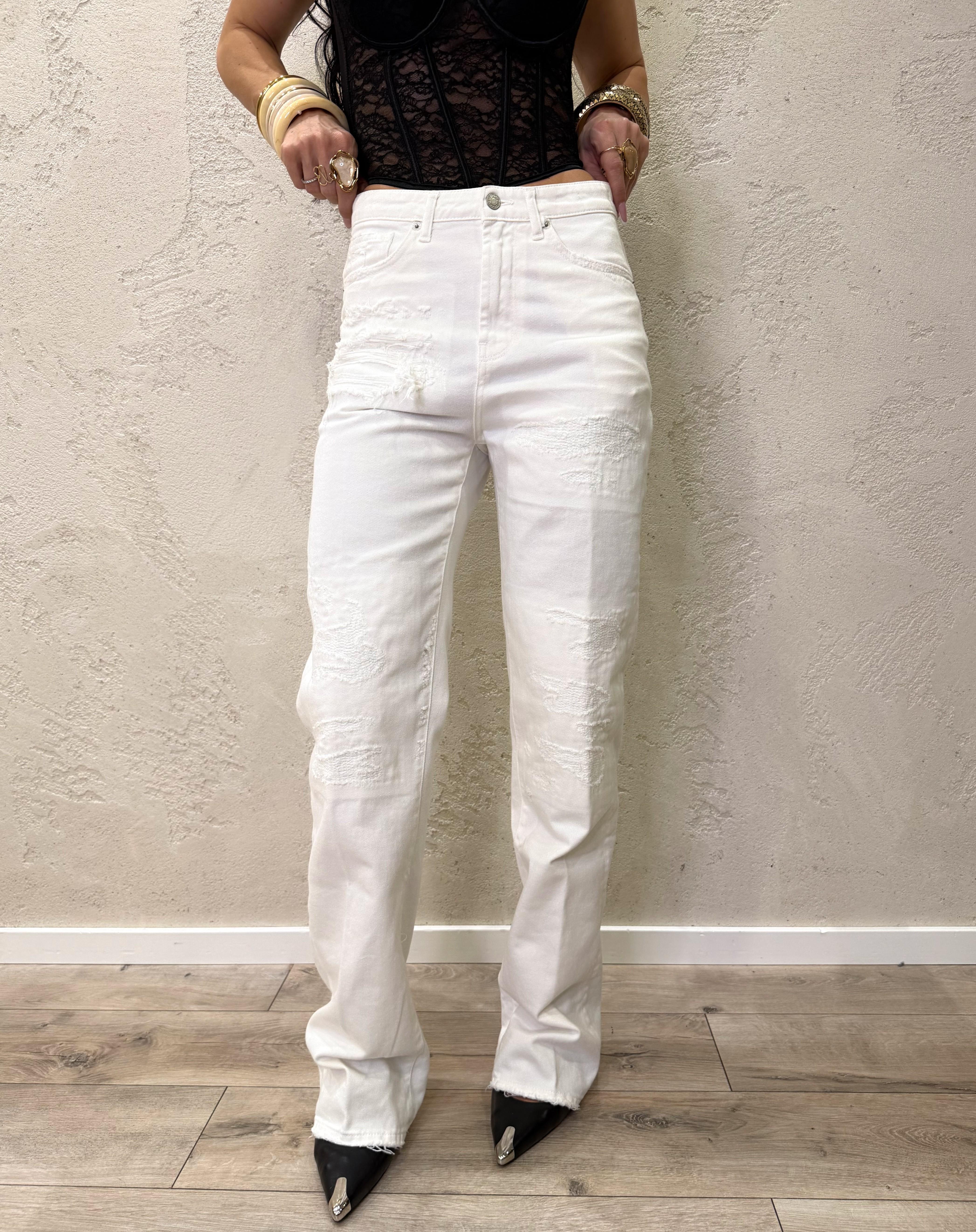 jeans modello alex a gamba dritta in tela ferma DAB5235 BIANCO VICOLO