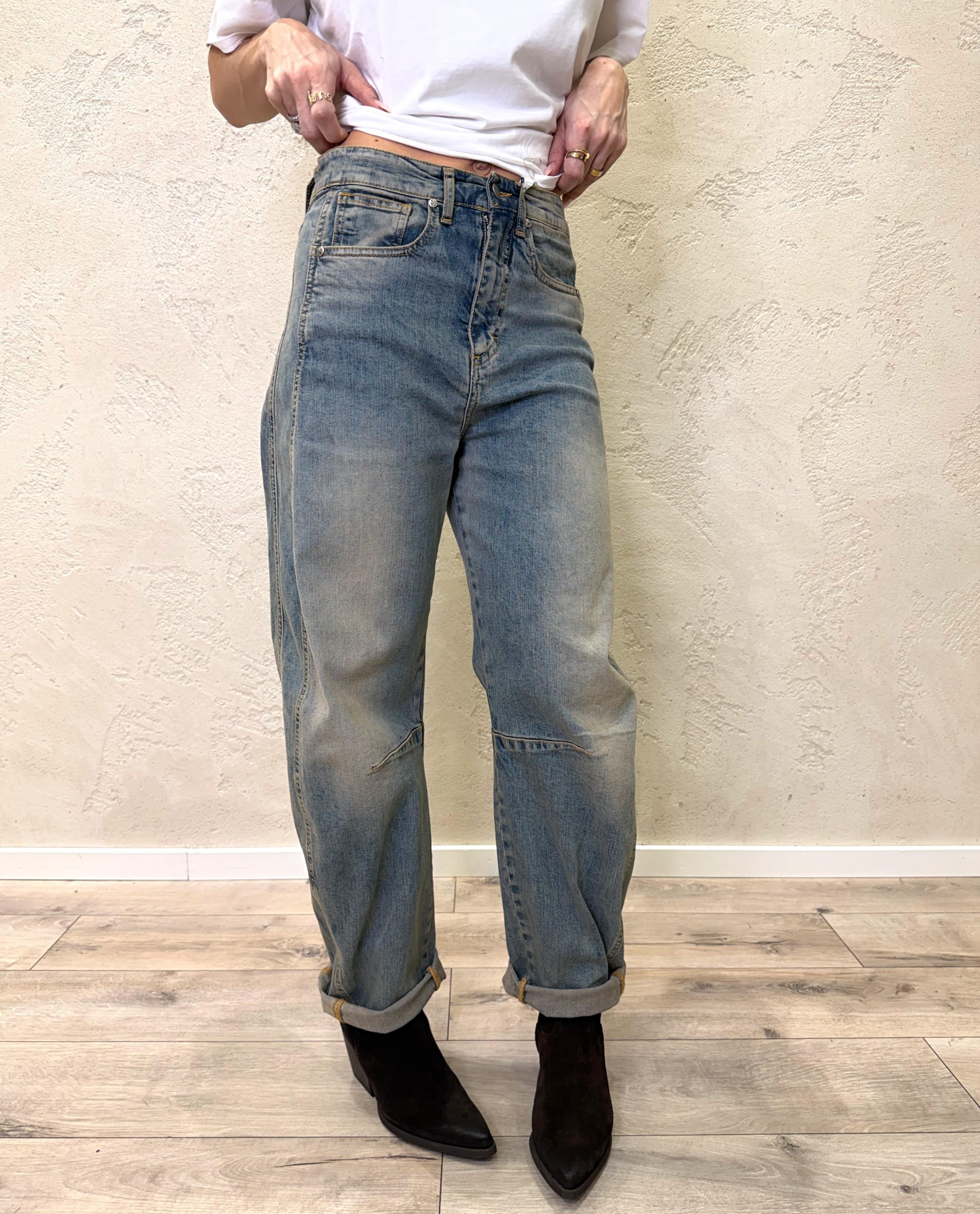 jeans elasticizzato modello ferro di cavallo con fascia laterale JSILVY0390 JEANS SUSY MIX