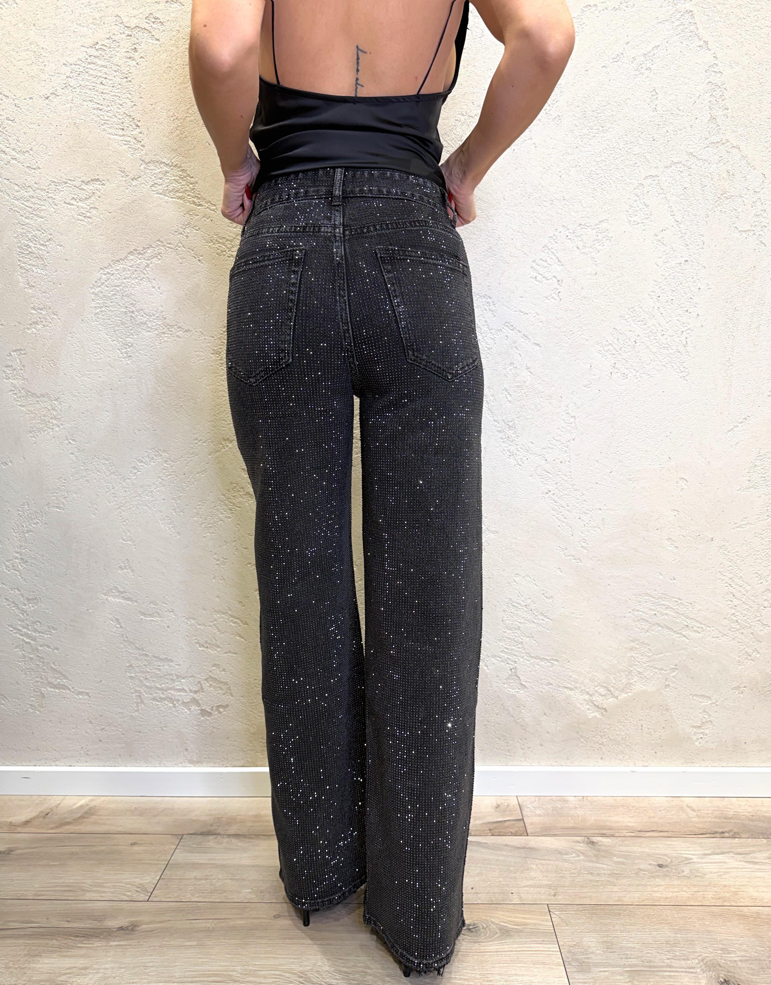 jeans a palazzo con strass JPSTRASS NERO ELEVI