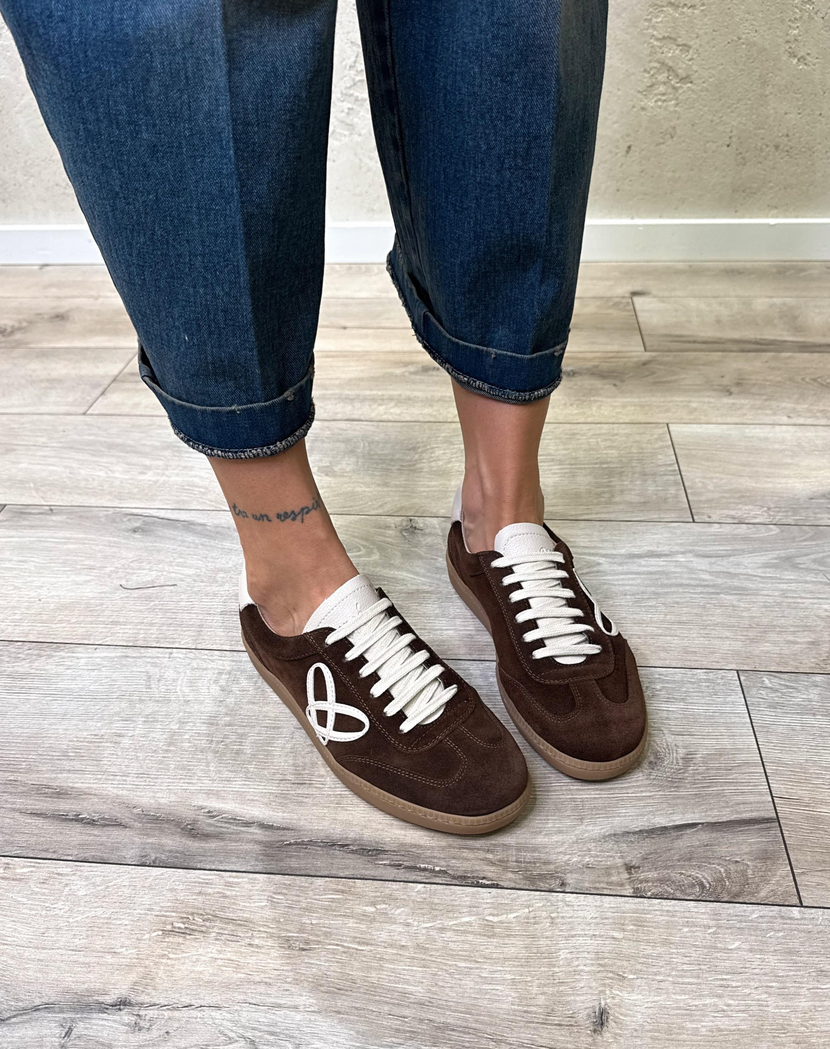 sneakers in vera pelle FE4467M MARRONE OVYE'