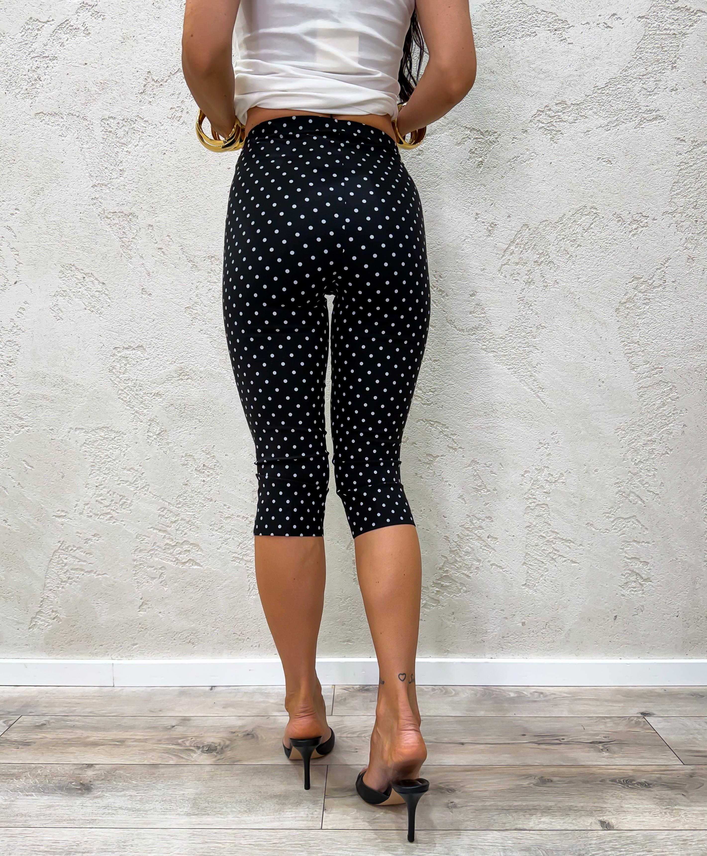 pantalone capri a pois 26P5373 NERO TENSIONE IN