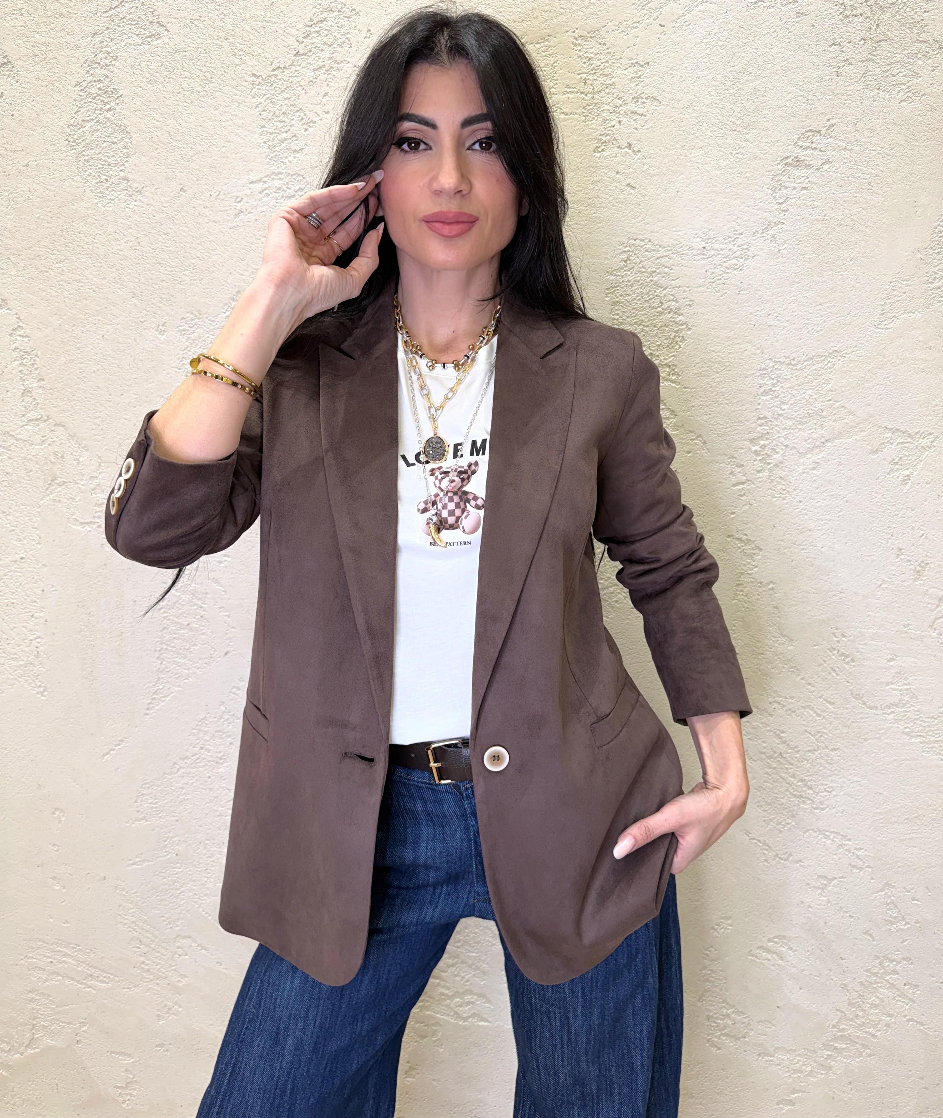 blazer in ecodainetto PP348T311 MORO SUSY MIX