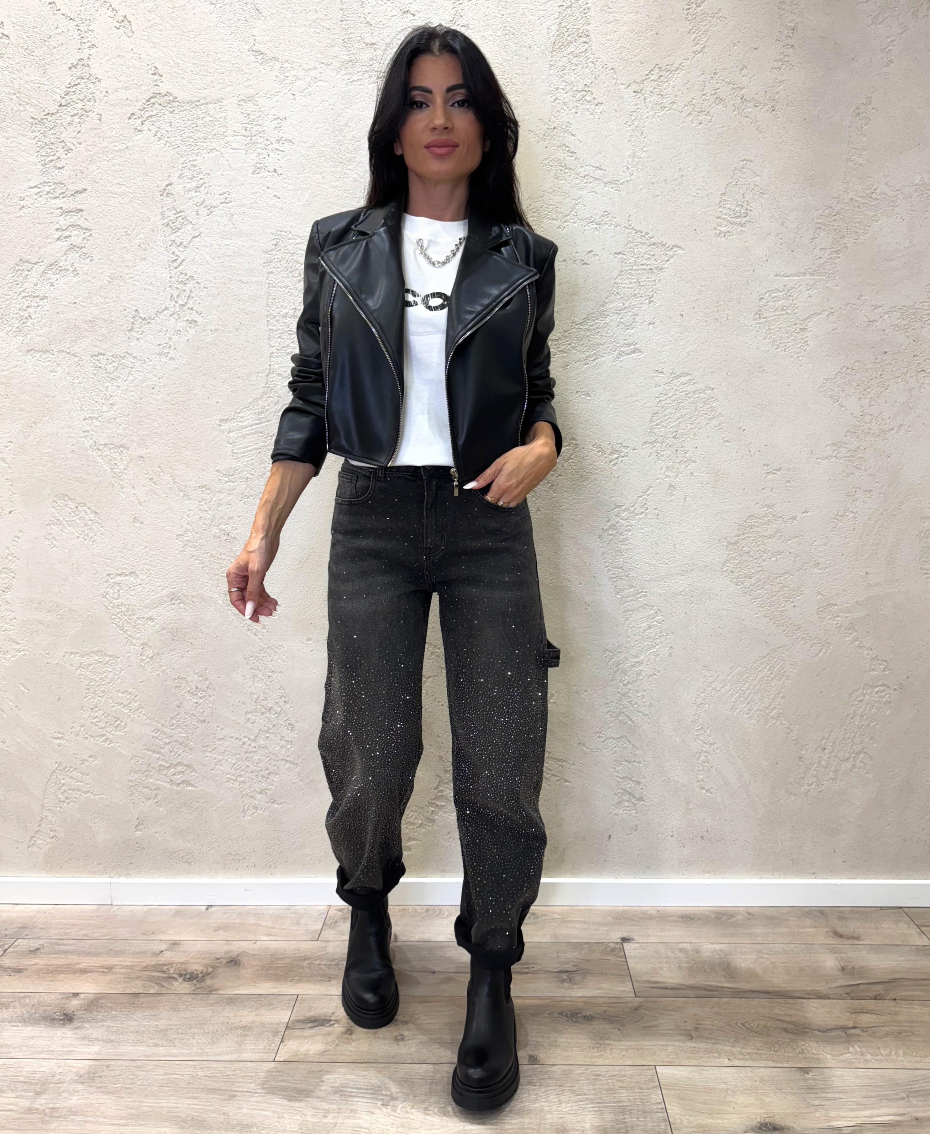 chiodo in ecopelle PP241T10 NERO SUSY MIX
