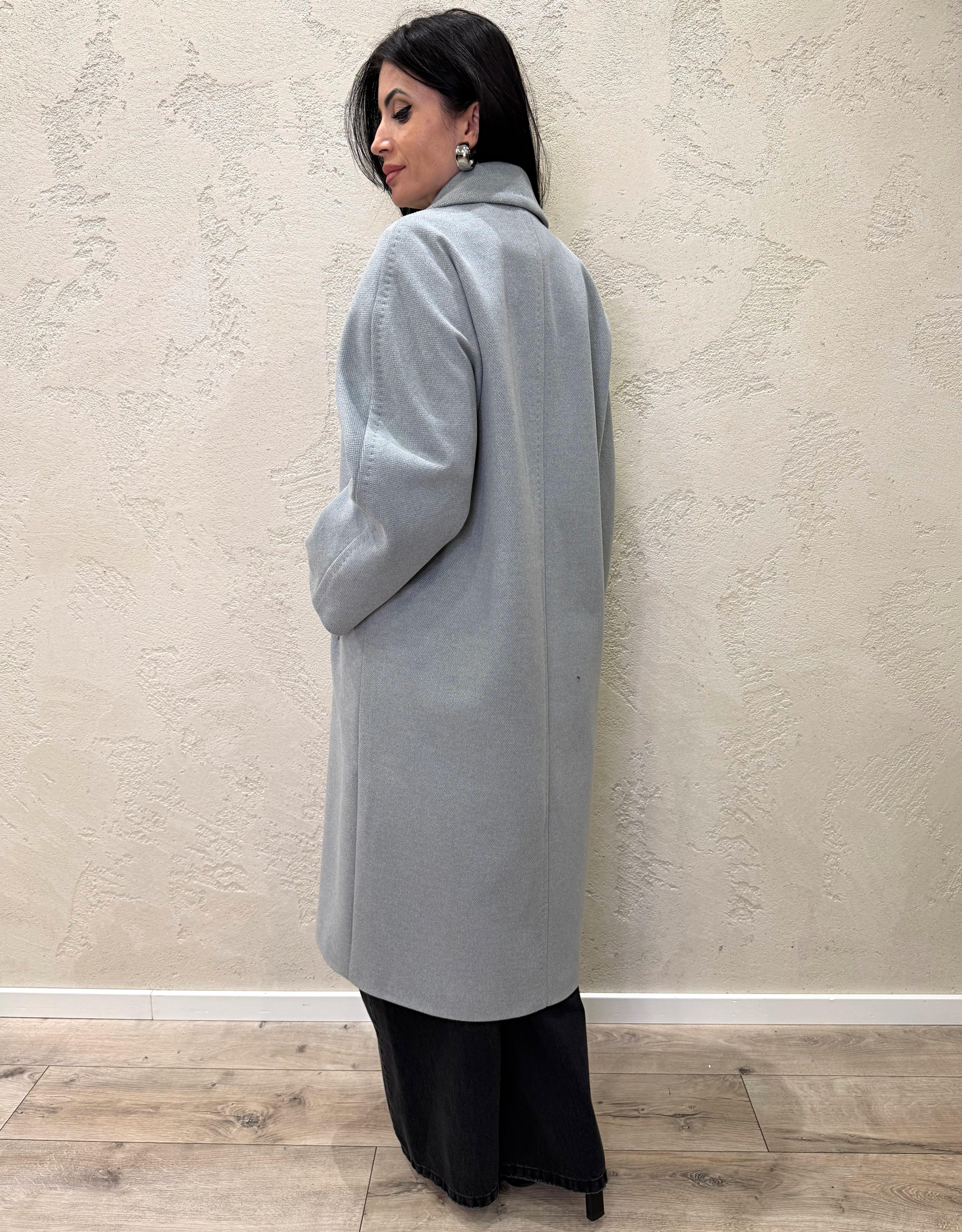 cappotto lungo doppio petto 9746MRKAI25 GRIGIO TENSIONE IN
