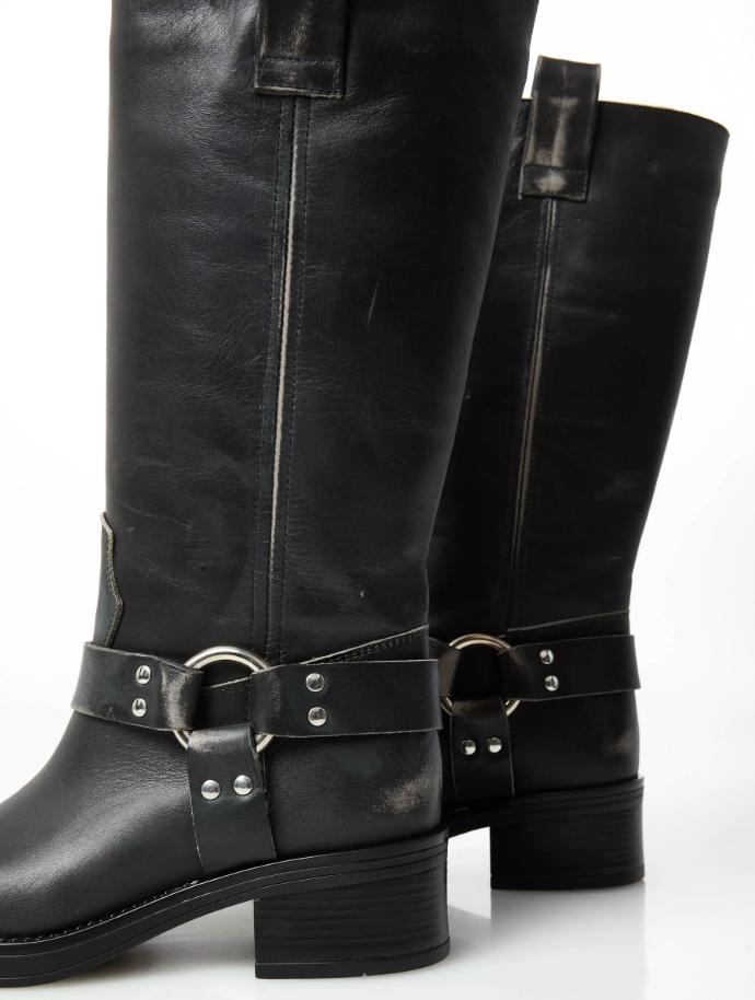 biker in pelle AT2350 NERO FUMO OVYE'