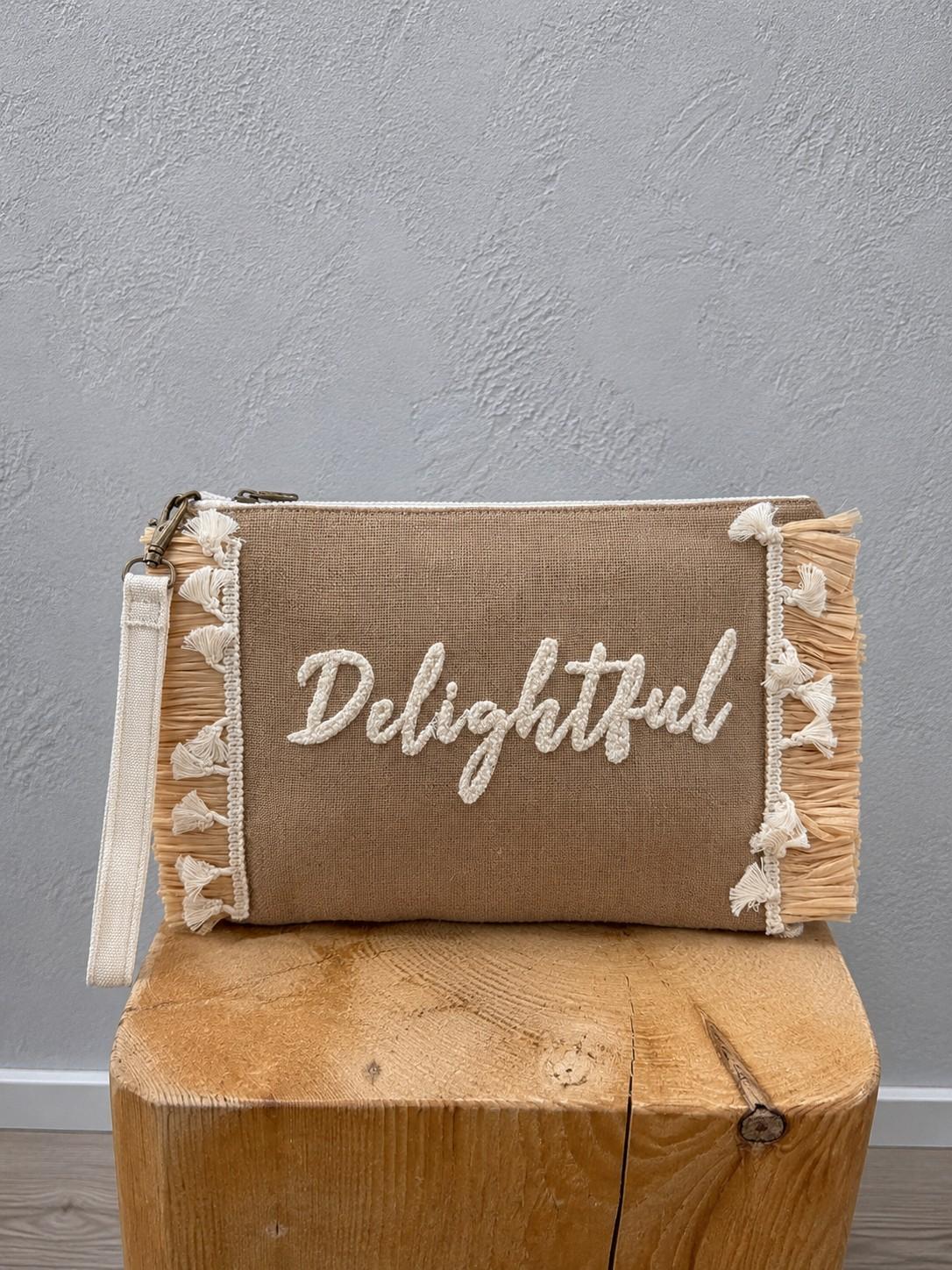 pochette in rafia con ricamo POC-DELIGHTFUL BIANCO ELEVI