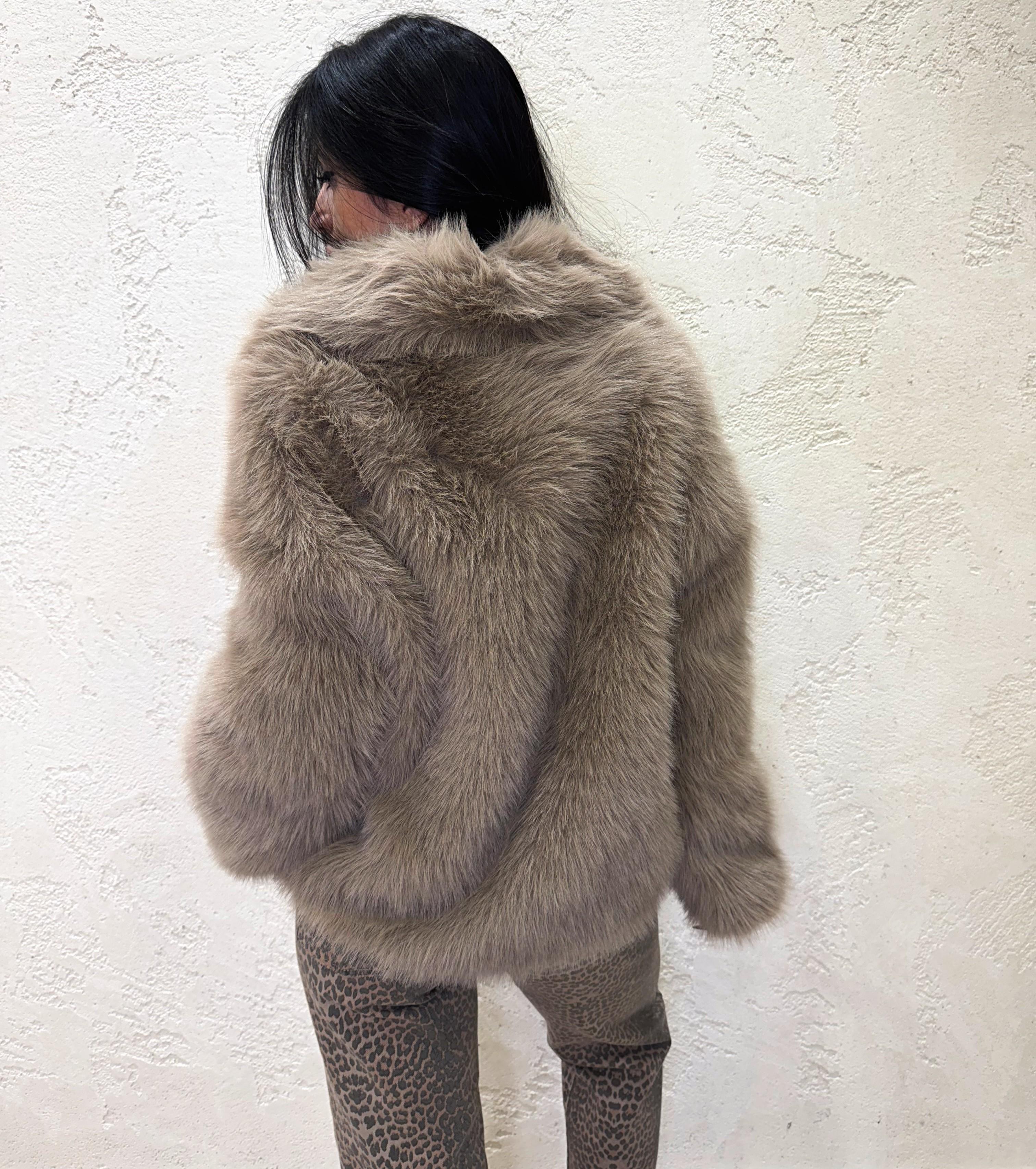 ecopelliccia doppio petto a pelo lungo TF0098 BEIGE VICOLO
