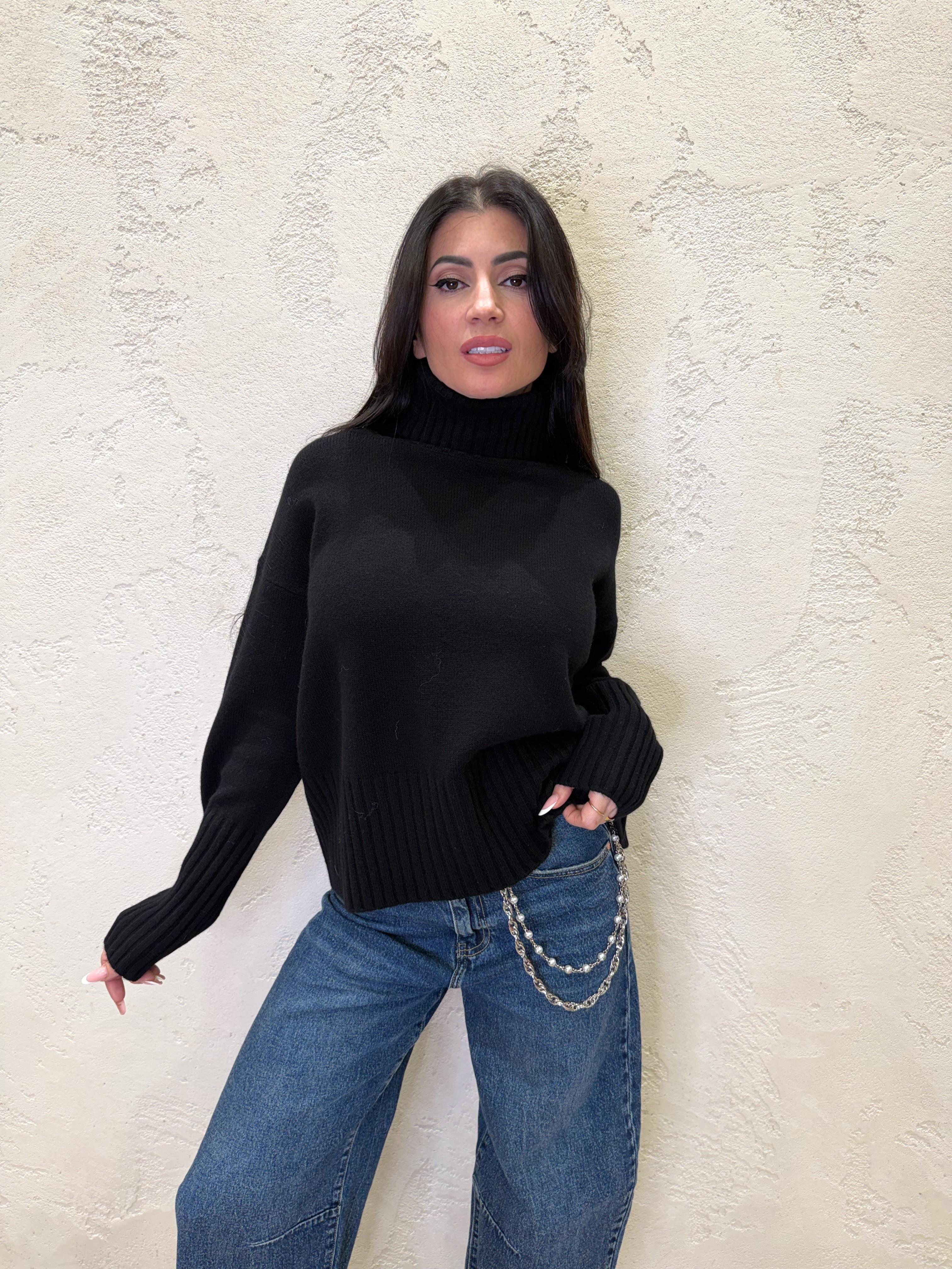 pull 100% lana WL938 NERO TENSIONE IN