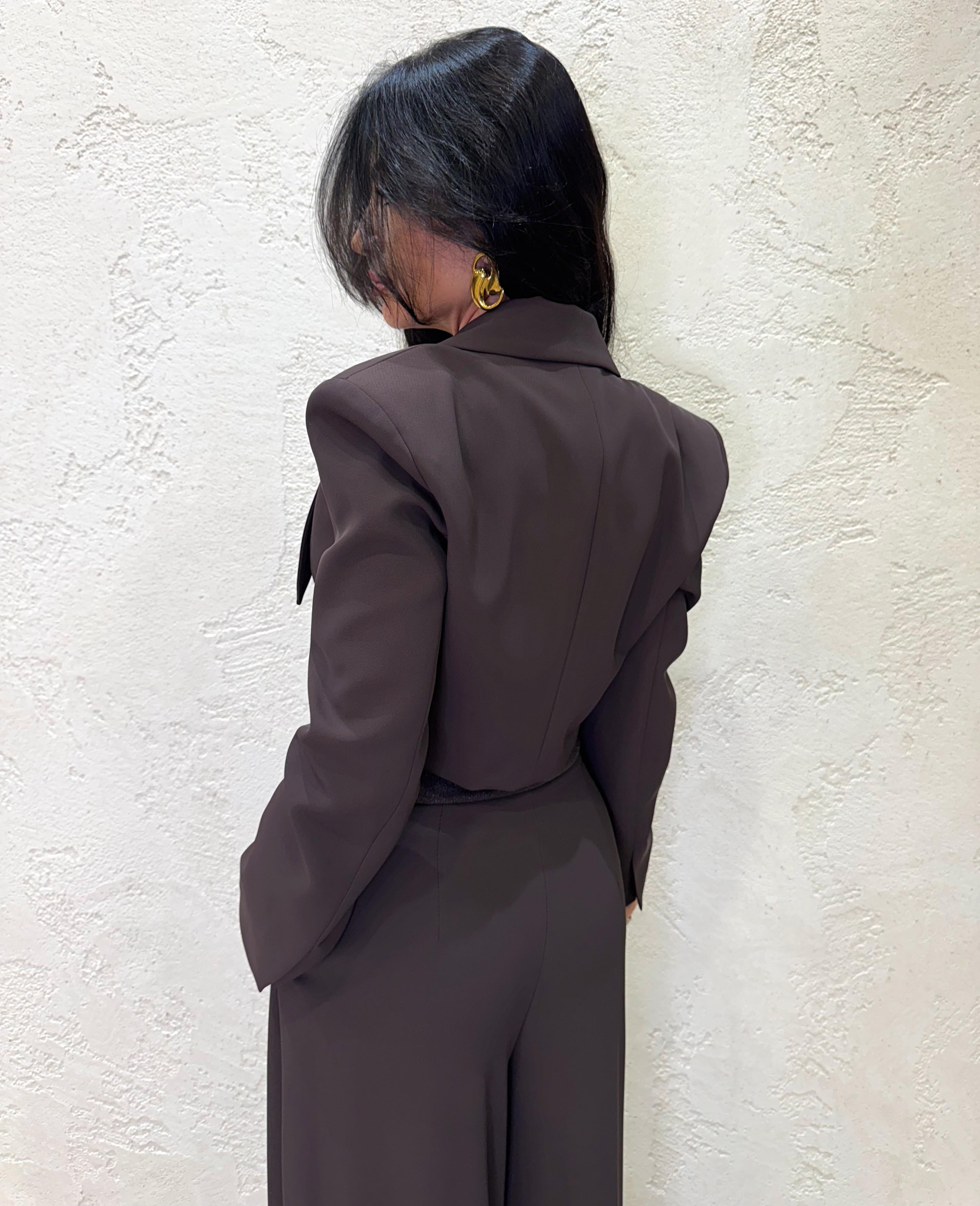 blazer crop con collo revers a punta JBG0KHX MORO IMPERIAL