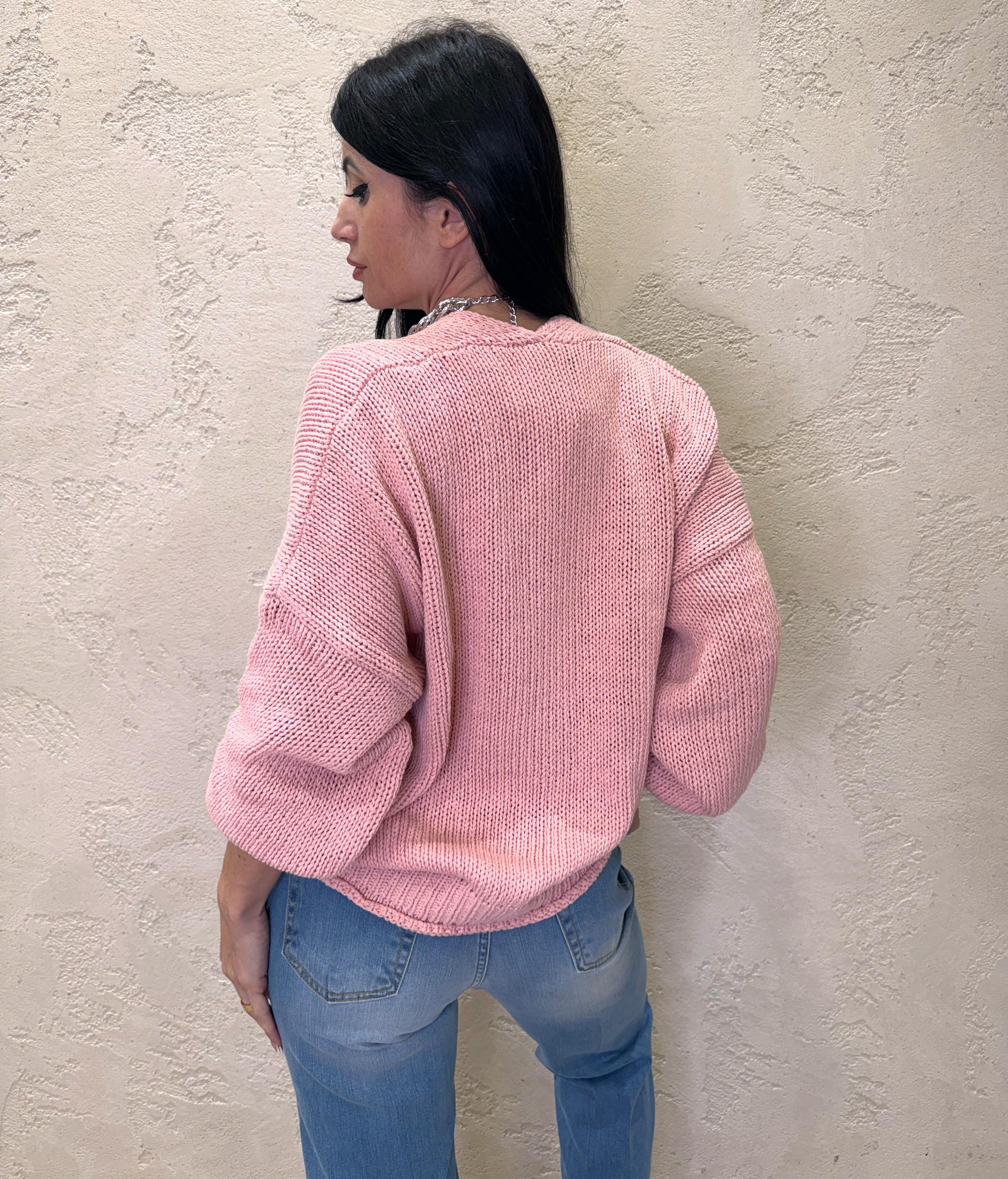 cardigan in maglia con bottoni 3AB3015 ROSA VICOLO