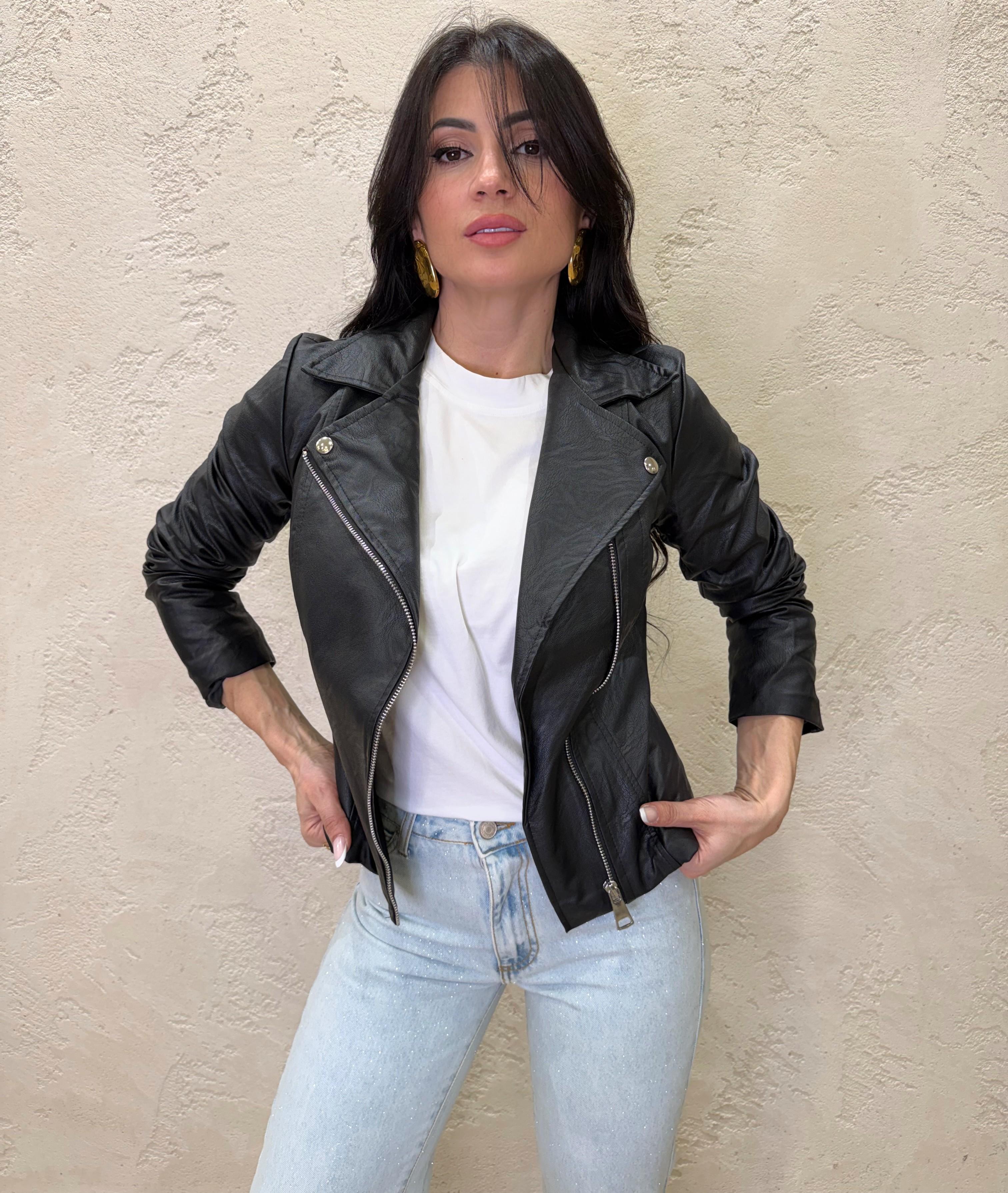 chiodo in ecopelle 4158 NERO SUSY MIX