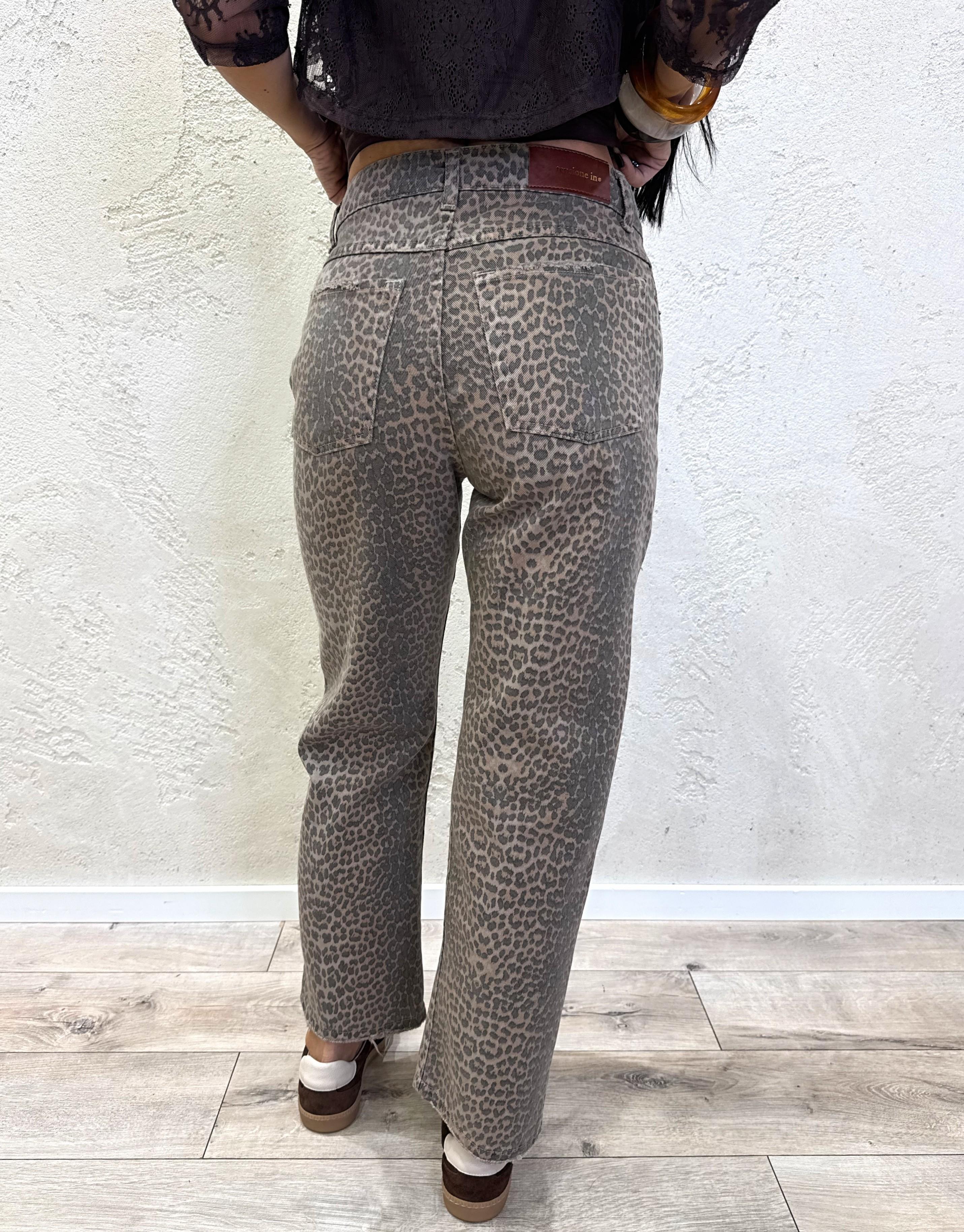 jeans modello tom a gamba dritta TOM-LEO LEOPARDATO TENSIONE IN